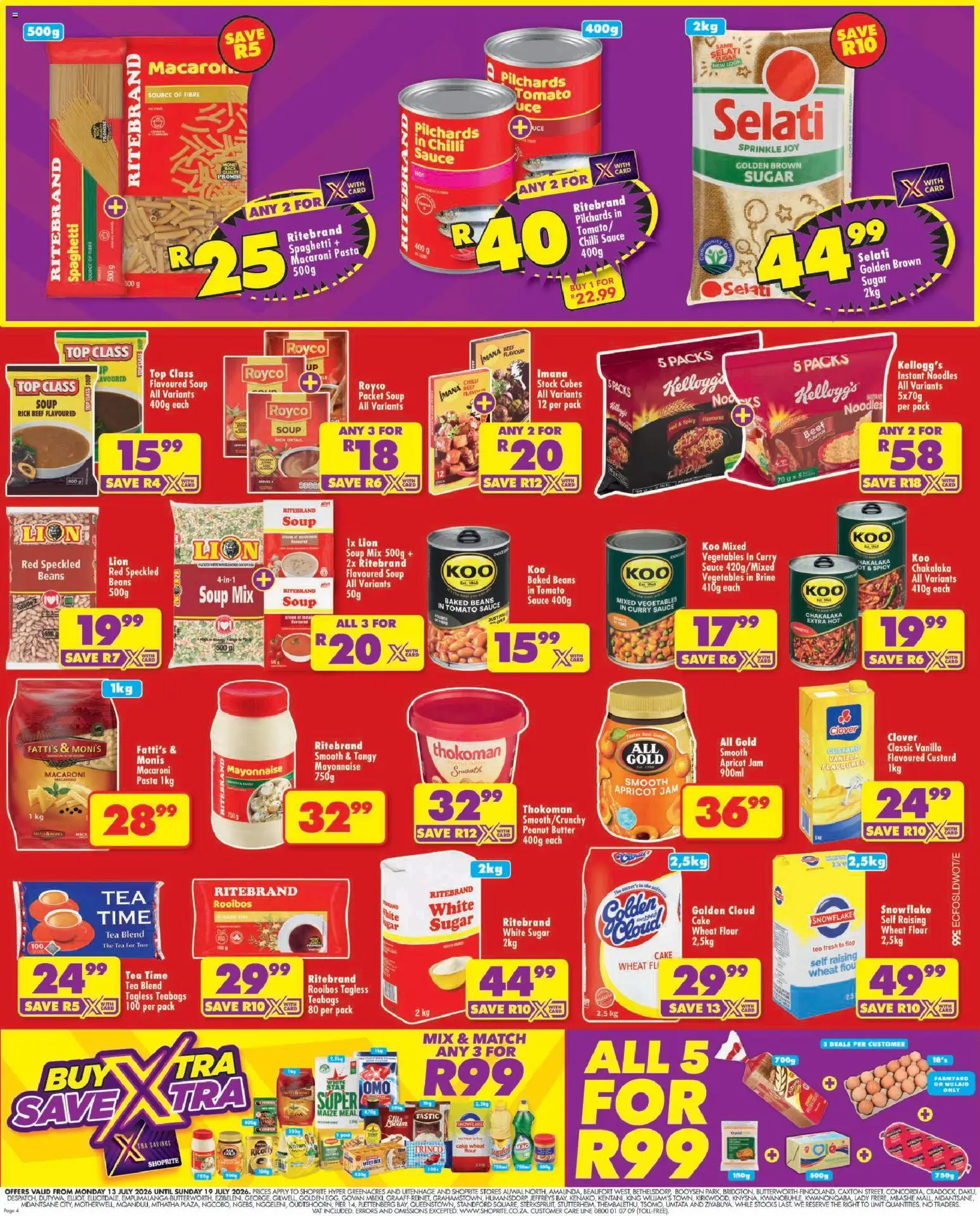 New Shoprite catalogue – valid from 13/07/2026 | Page: 4 | Products: Butter, Vegetables, Sugar, Chilli