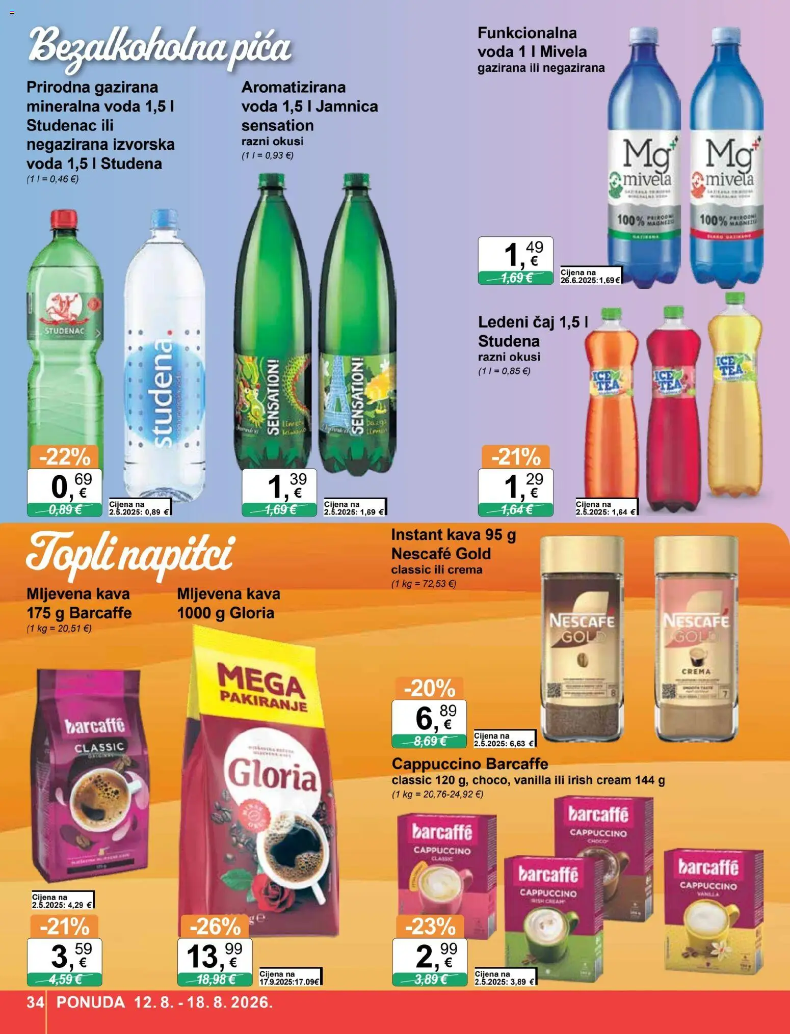 KTC katalog | vrijedi od 12.08.2026 | Stranica: 34 | Proizvodi: Pica, Ledeni čaj, Čaj, Nescafe Gold