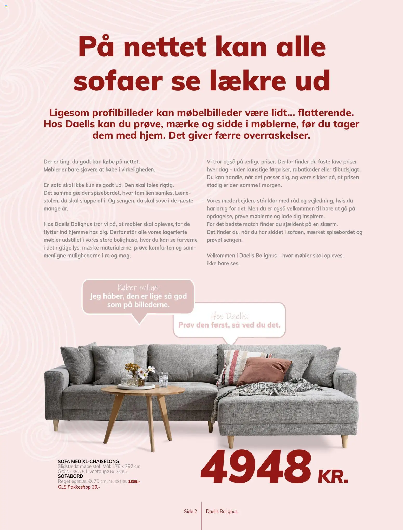 Daells Bolighus tilbudsavis – gyldig fra 29/07/2026 | Side: 2 | Produkter: En Sofa, Sofabord, Sofa, Søm