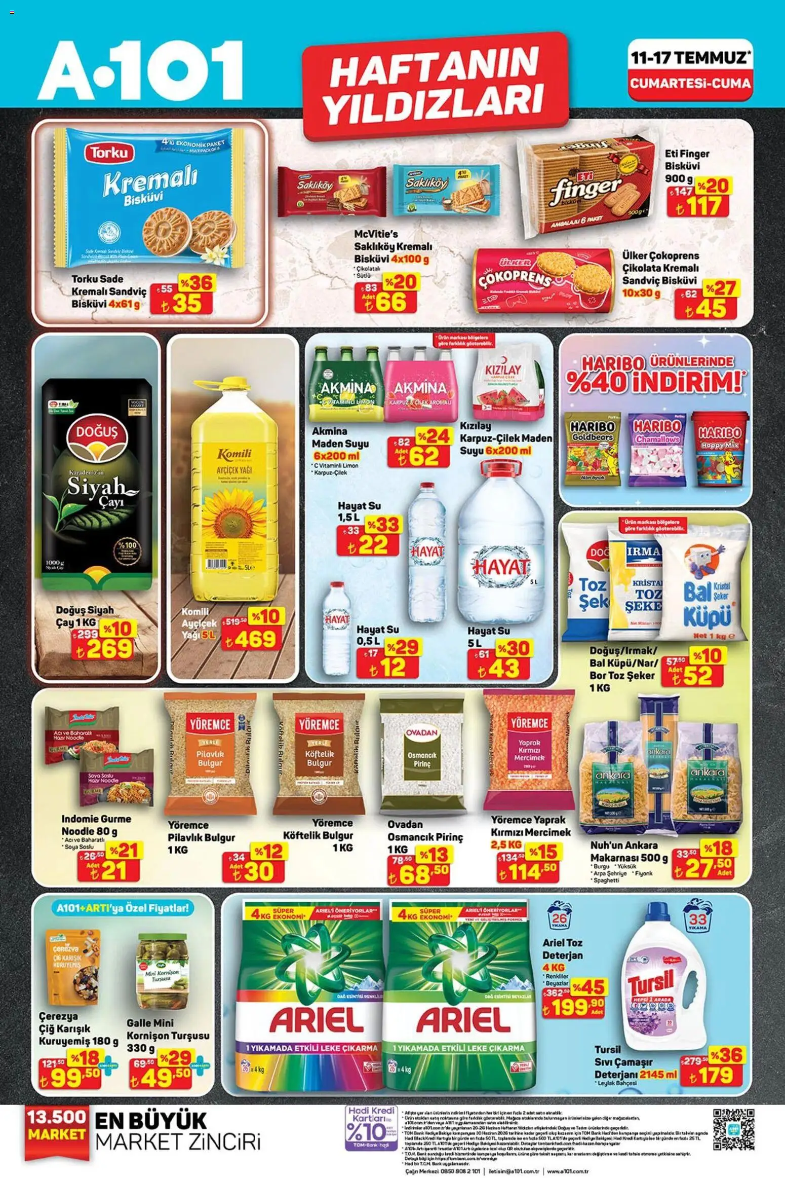 A101 Katalog - 11 Temmuz 2026 tarihinden itibaren geçerlidir | Sayfa: 1 | Ürünler: Deterjan, Pirinç, Limon, Karpuz
