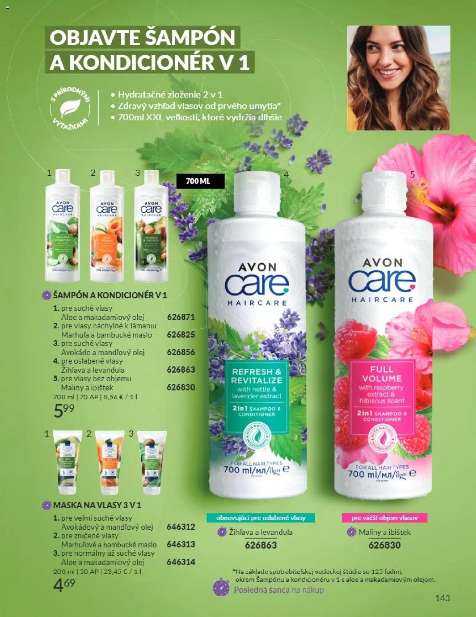Nové Avon akcie – leták je platný od 01.07.2026 | Strana: 142 | Produkty: Mandľový olej, Šampón, Kondicionér, Maska