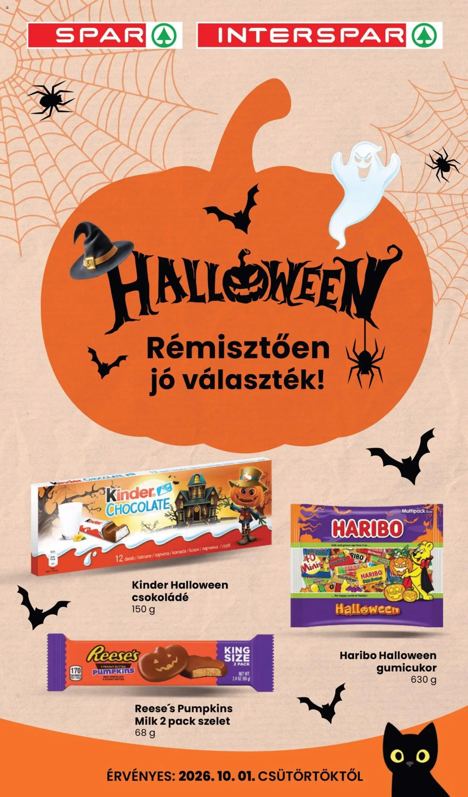 Interspar akciós ujság - amely érvényes a következő dátumtól: 2026.10.01. | Oldal: 1 | Termékek: Haribo, Szelet, Csokoládé, Kinder