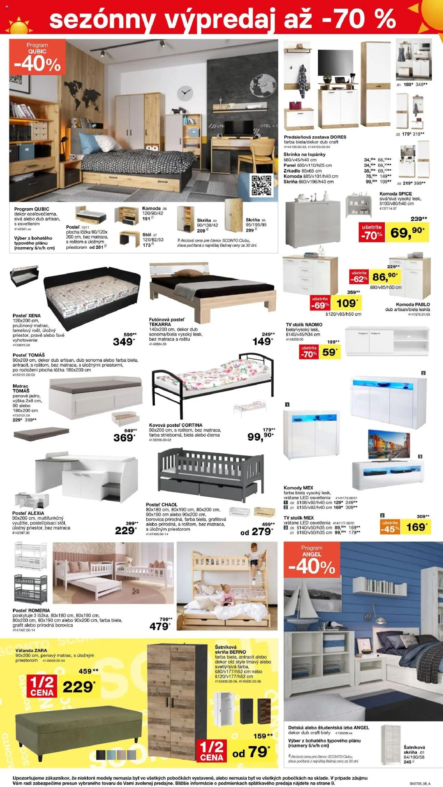 Nové Sconto nábytok akcie – leták je platný od 20.05.2026 | Strana: 8 | Produkty: Matrac, Tv, Posteľ, Tv stolik