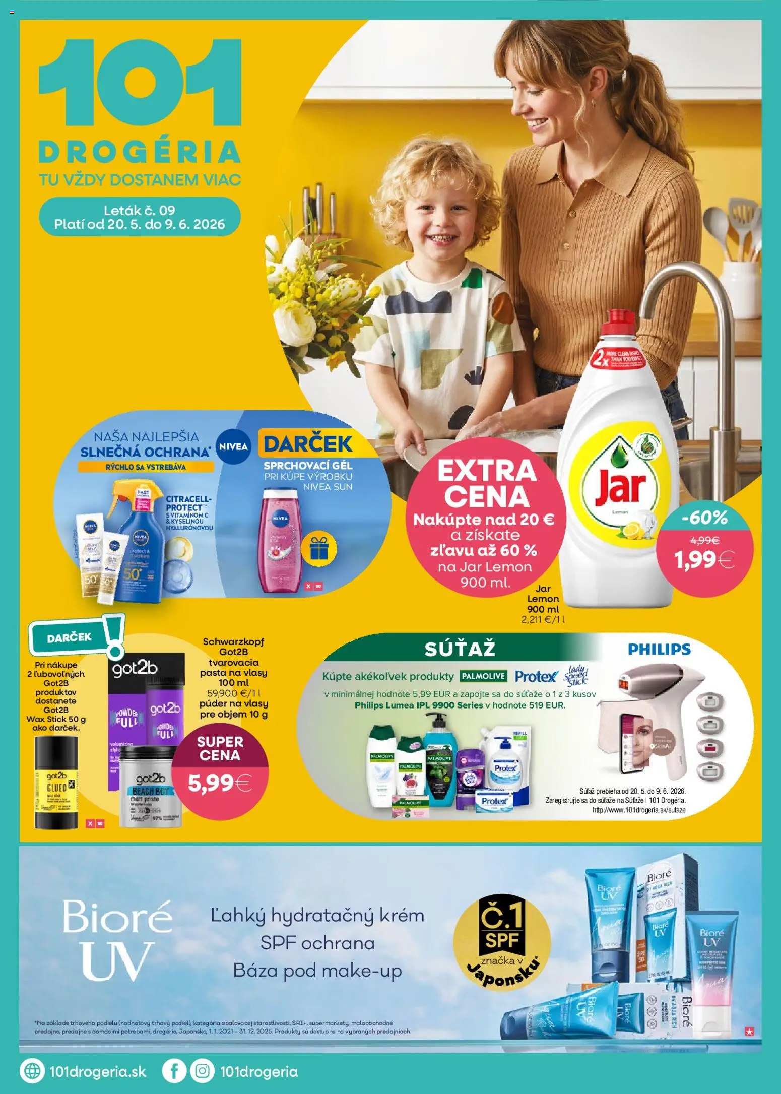 Nové 101 drogerie akcie – leták je platný od 20.05.2026 | Strana: 1 | Produkty: Nivea, Púder, Krém, Jar