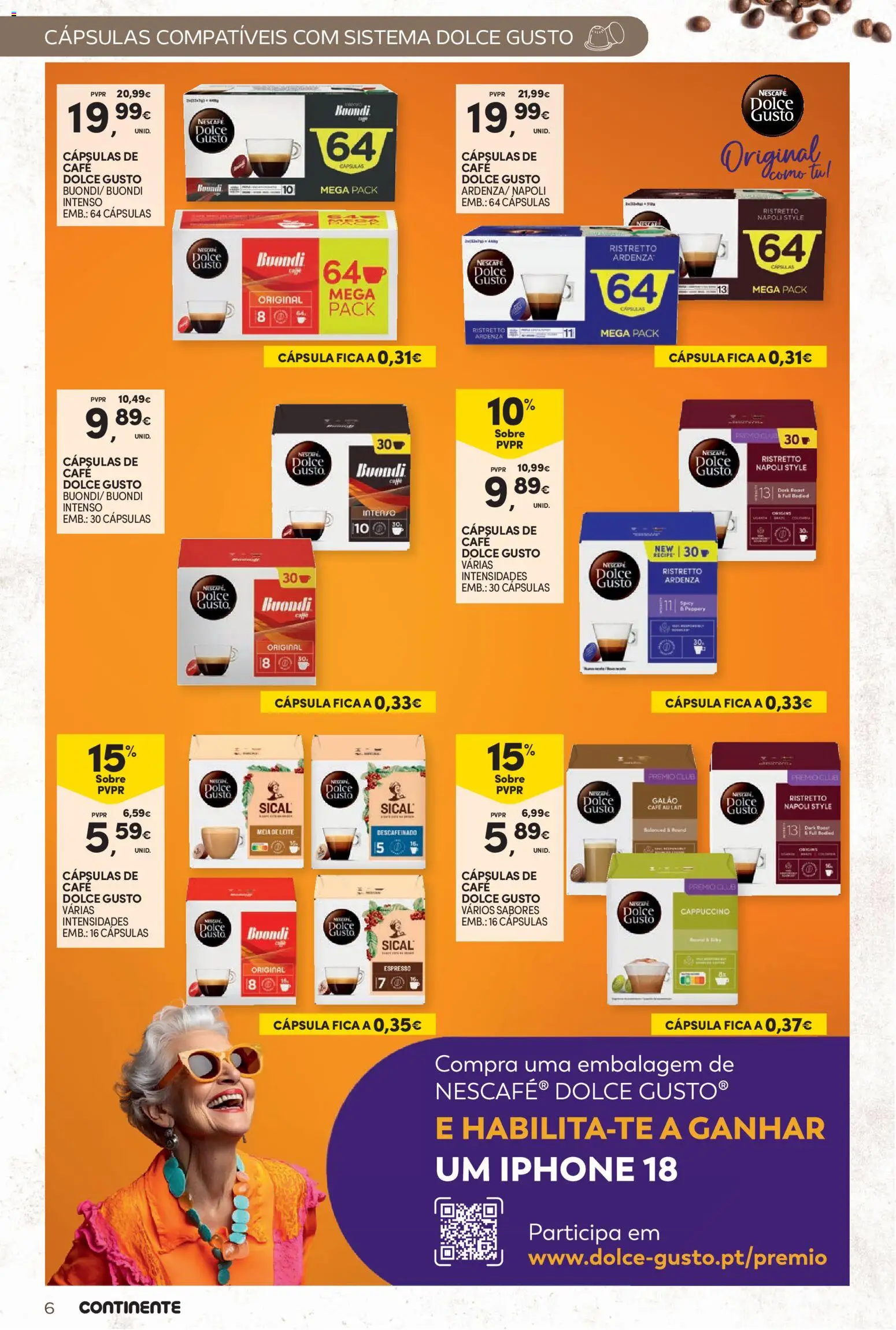 Continente Bebidas Quentes │ válido de 13/10/2026 | Página: 6 | Produtos: Capsulas dolce gusto, Cápsulas, Café, Dolce gusto