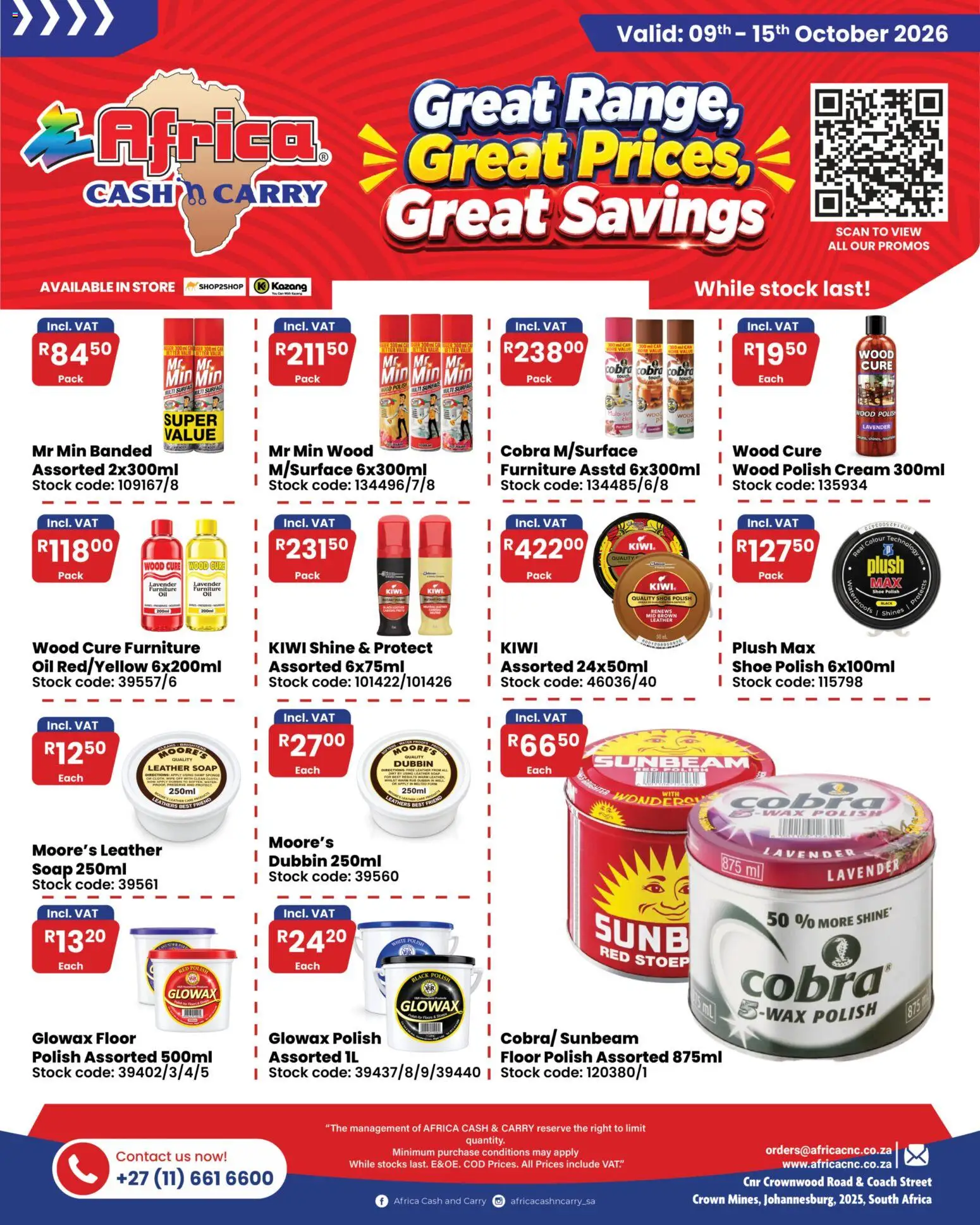 New Africa Cash & Carry catalogue – valid from 09/10/2026 | Page: 1 | Products: Oil, Kiwi, Cream, Soap