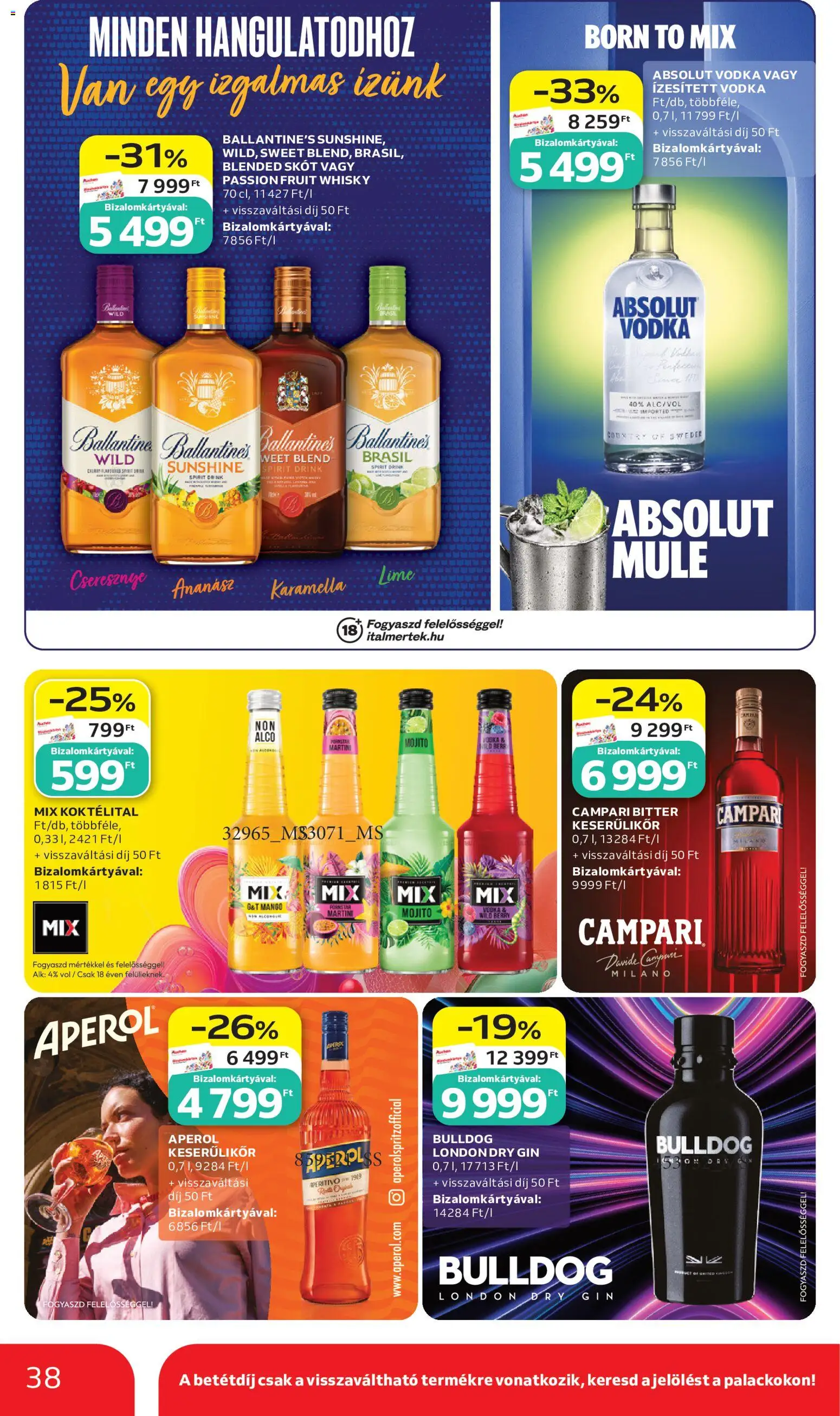 Auchan akciós ujság - amely érvényes a következő dátumtól: 2026.07.02. | Oldal: 38 | Termékek: Lime, Absolut vodka, Ananász, Whisky