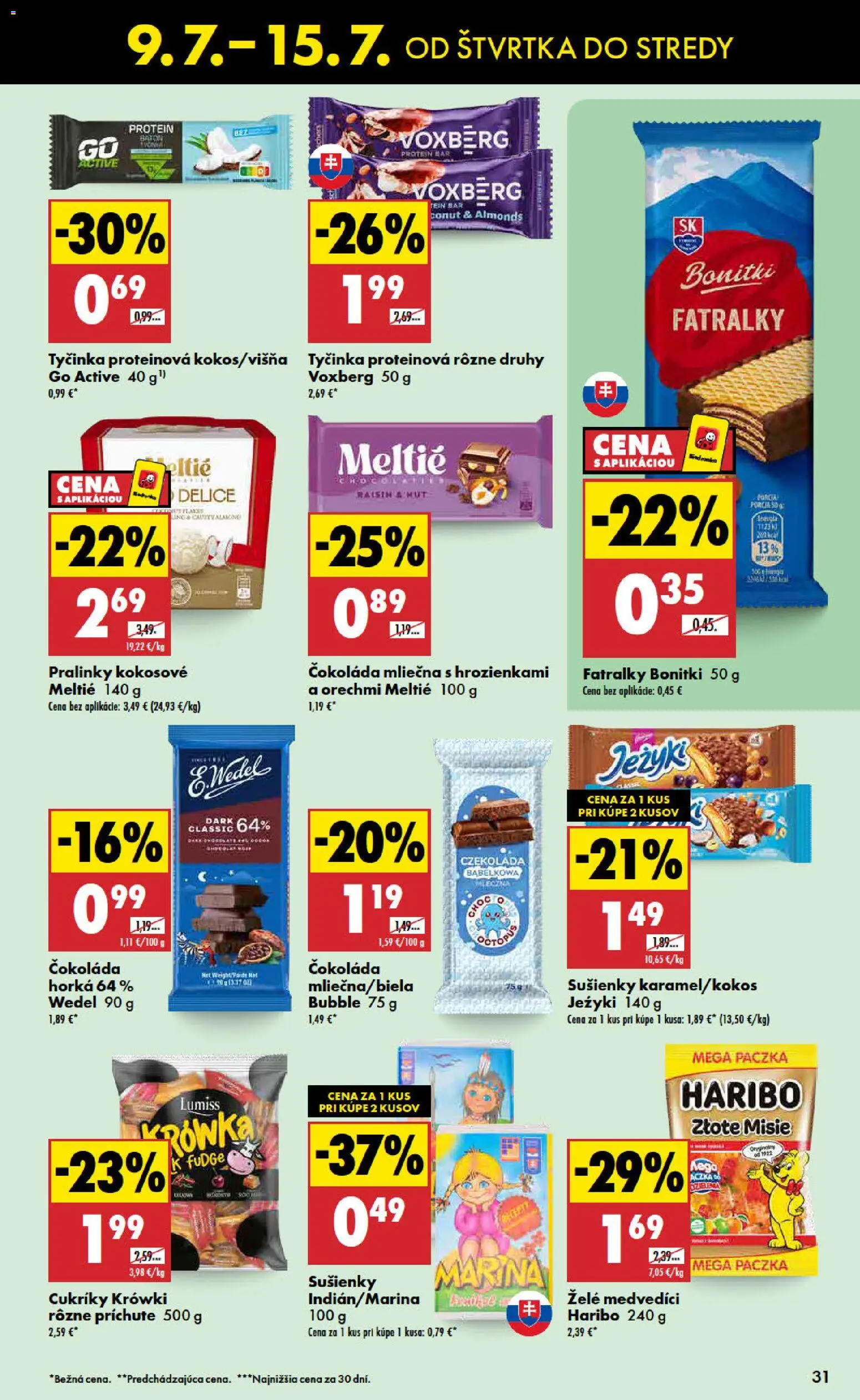 Nové Biedronka akcie – leták je platný od 09.07.2026 | Strana: 31 | Produkty: Protein, Čokoláda, Cukríky