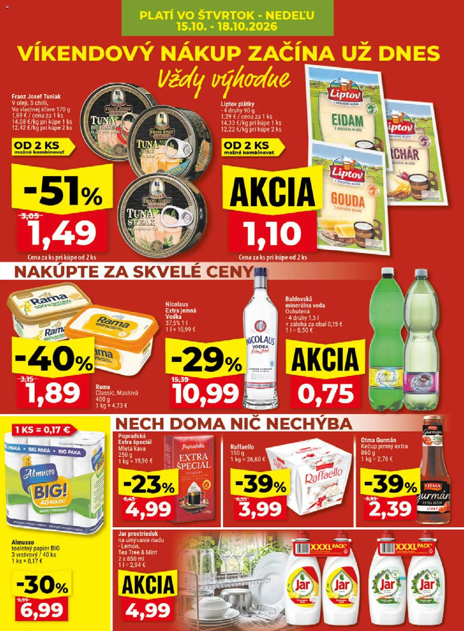 Nové Klas akcie – leták je platný od 12.10.2026 | Strana: 23 | Produkty: Gouda, Vodka, Rama, Steak
