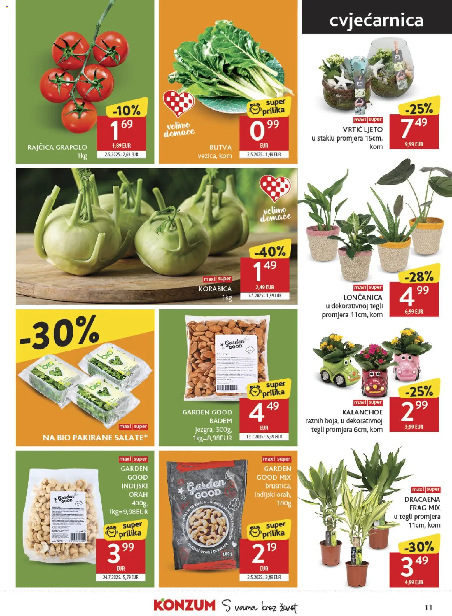 Konzum katalog | vrijedi od 03.06.2026 | Stranica: 11 | Proizvodi: Badem, Rajčica, Indijski orah, Orah