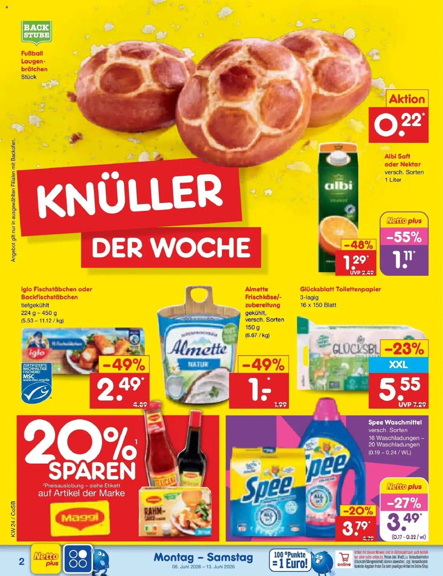 Netto Marken-Discount Prospekt Bitterfeld-Wolfen – gültig ab 08.06.2026 | Seite: 4 | Produkte: Maggi, Iglo, Fischstabchen, Waschmittel