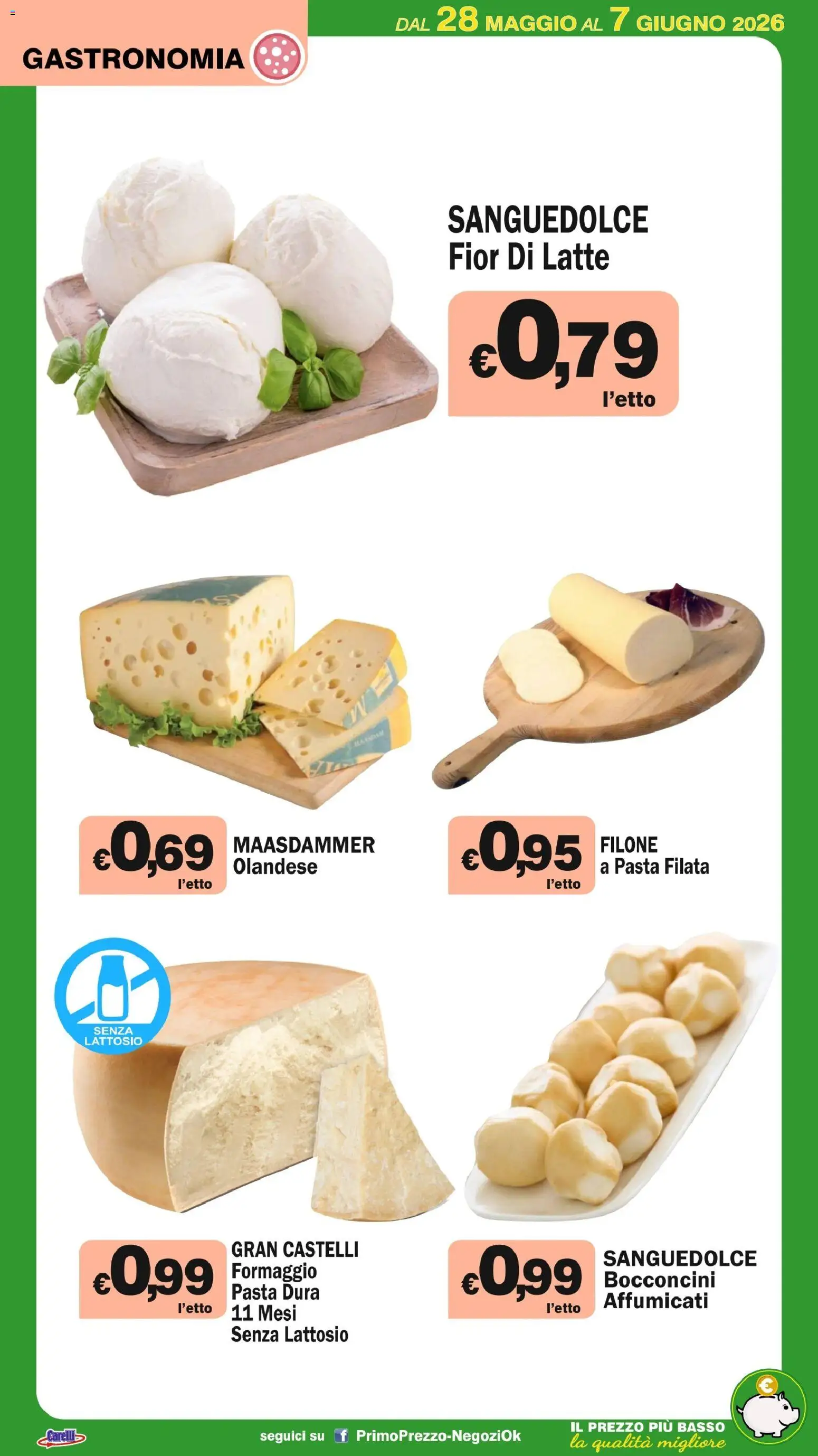 Volantino Primo Prezzo del 28.05.2026 | Pagina: 40 | Prodotti: Latte, Formaggio, Pasta