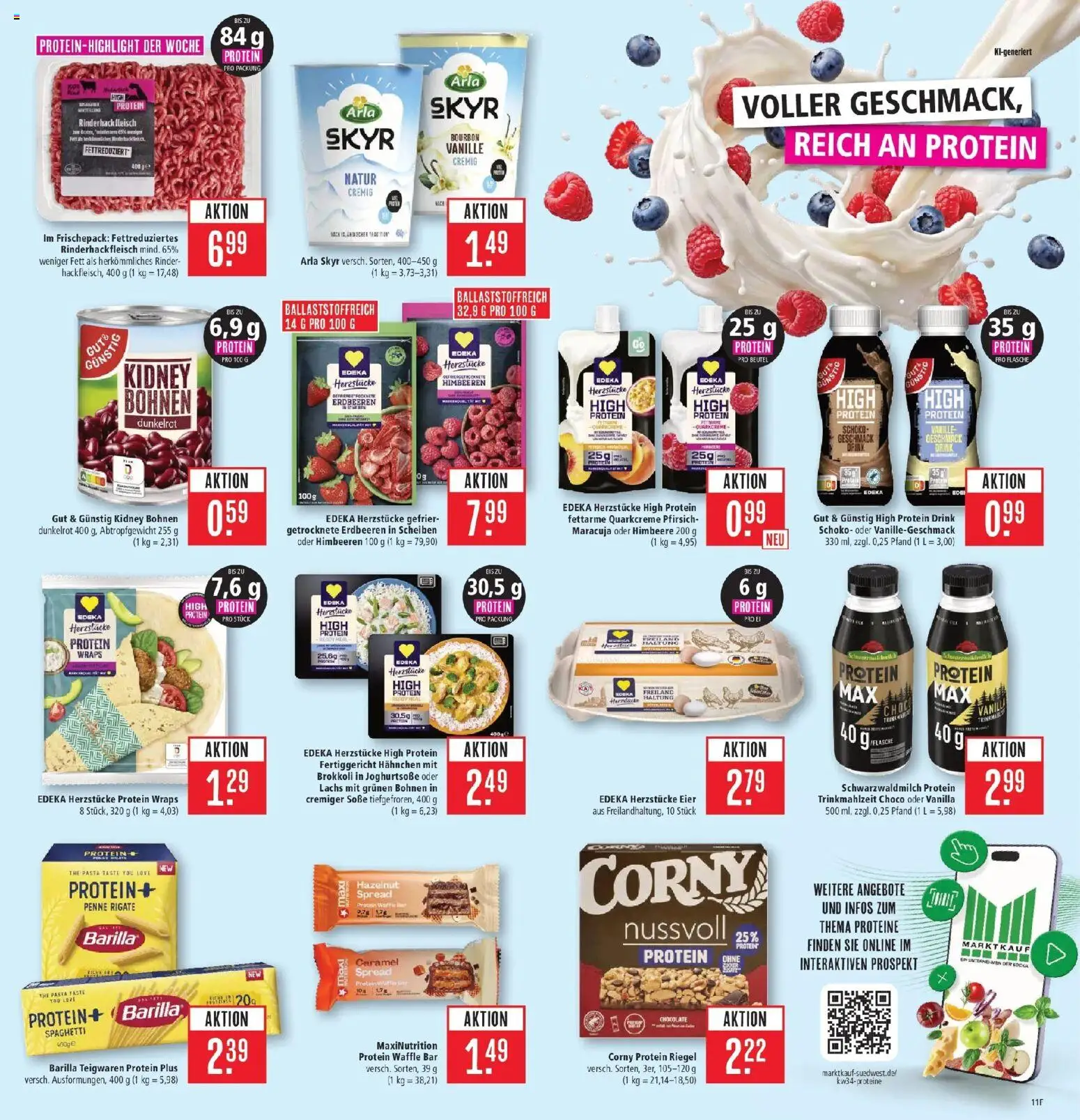 Marktkauf Prospekt Böblingen (ab 17.08.2026) » Angebote online | Seite: 11 | Produkte: Spaghetti, Arla skyr, Vanille, Himbeere