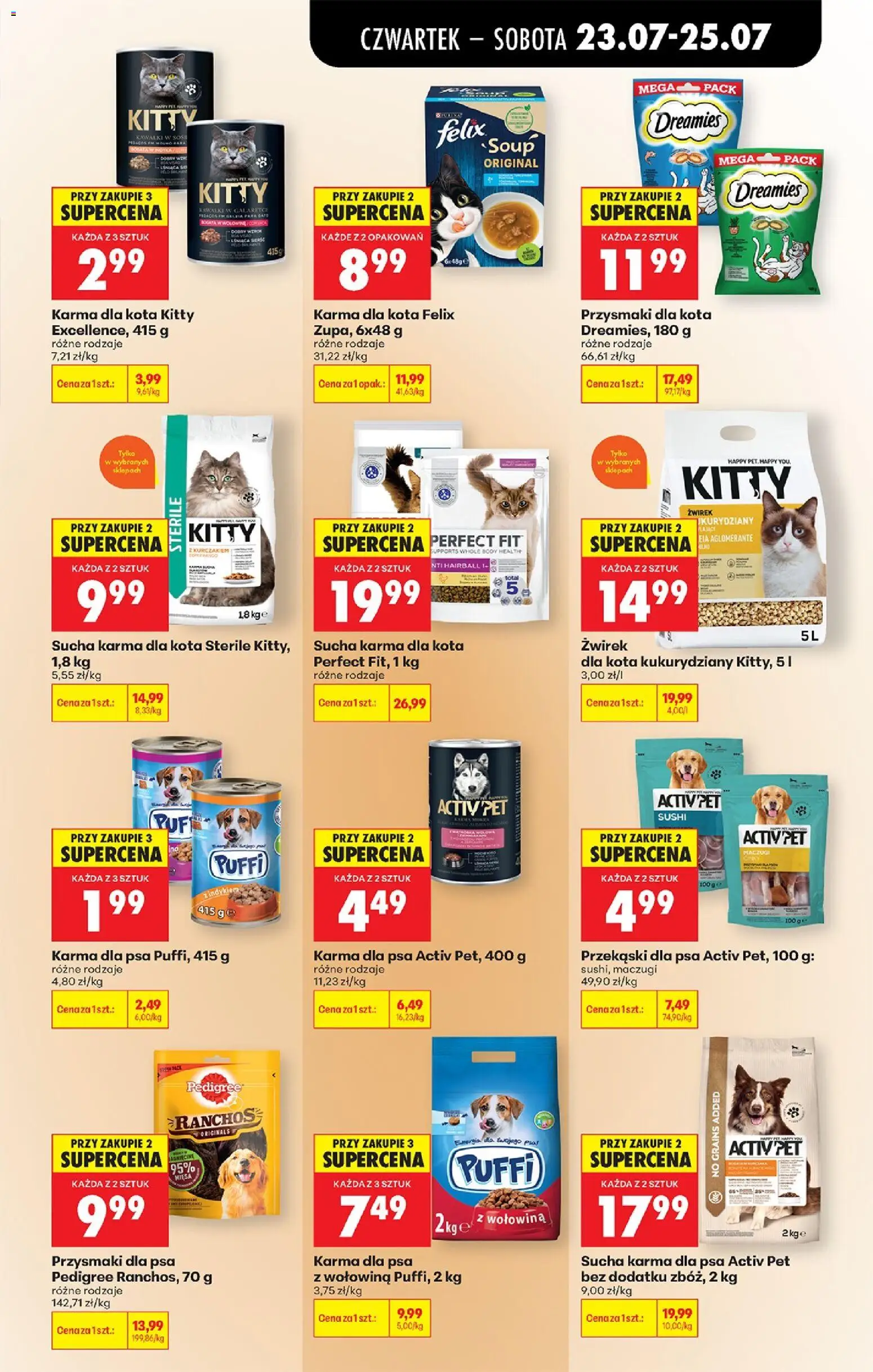 Biedronka gazetka od czwartku od 23.07.2026 | Strona: 93 | Produkty: Żwirek dla kota, Przysmaki dla kota, Karma dla psa, Wołowina