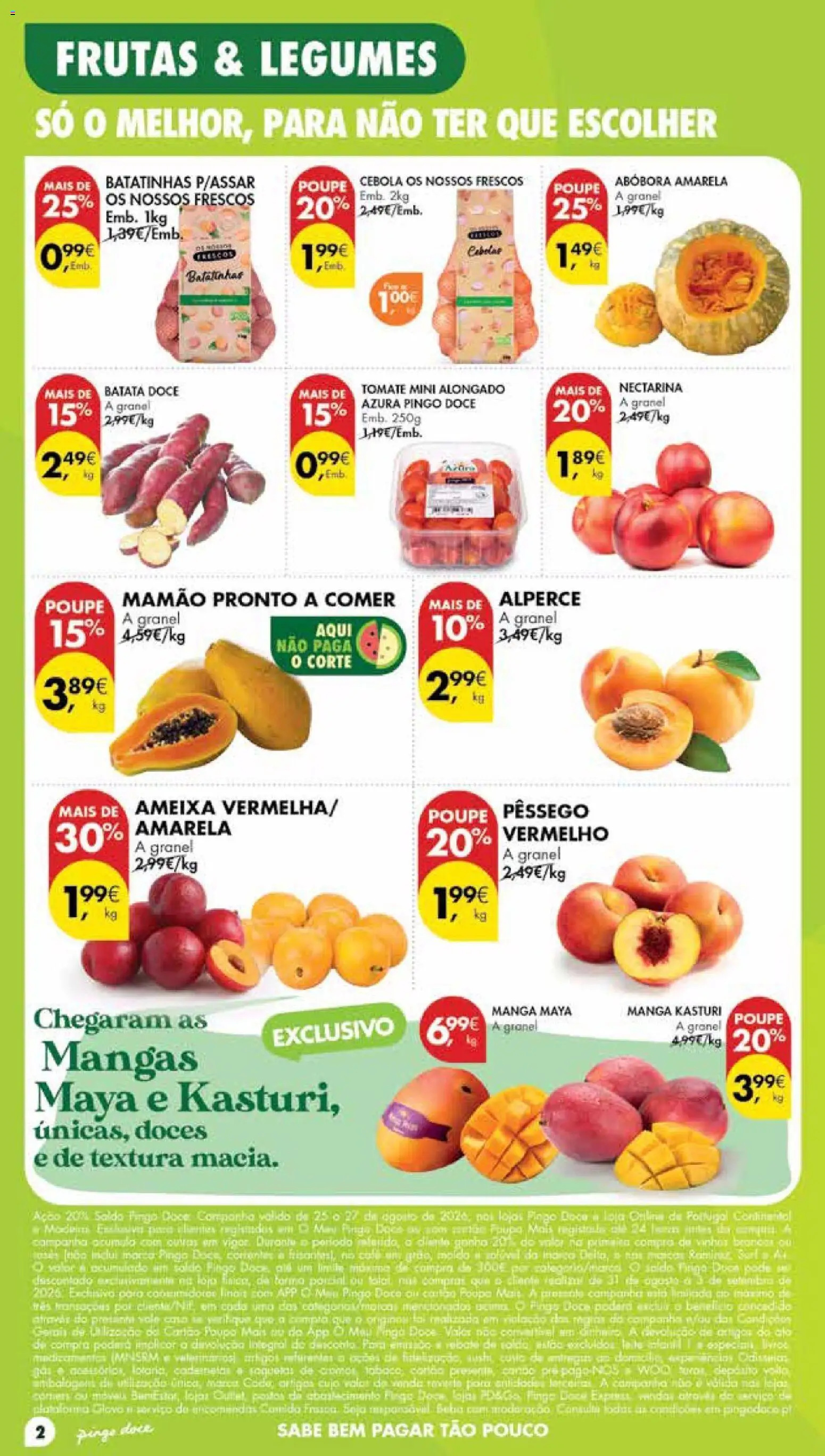 Pingo Doce Poupe Esta Semana Madeira │ válido de 25/08/2026 | Página: 2 | Produtos: Manga, Frutas, Abóbora, Mangas