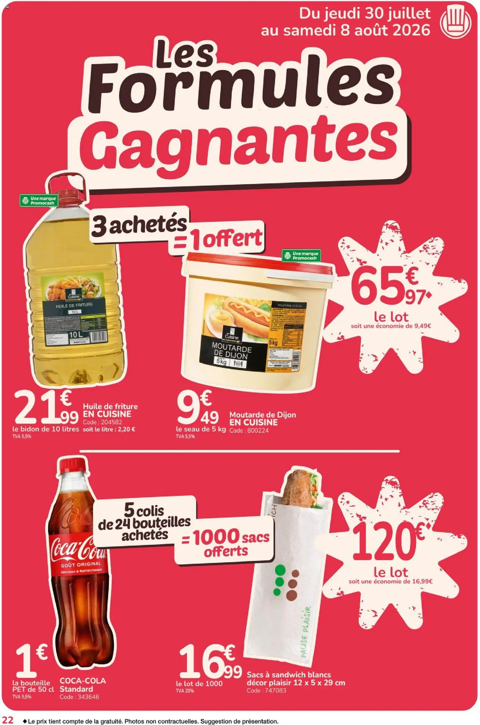 {H1} | Page: 22 | Produits: Sandwich, Huile de friture, Huile, Moutarde