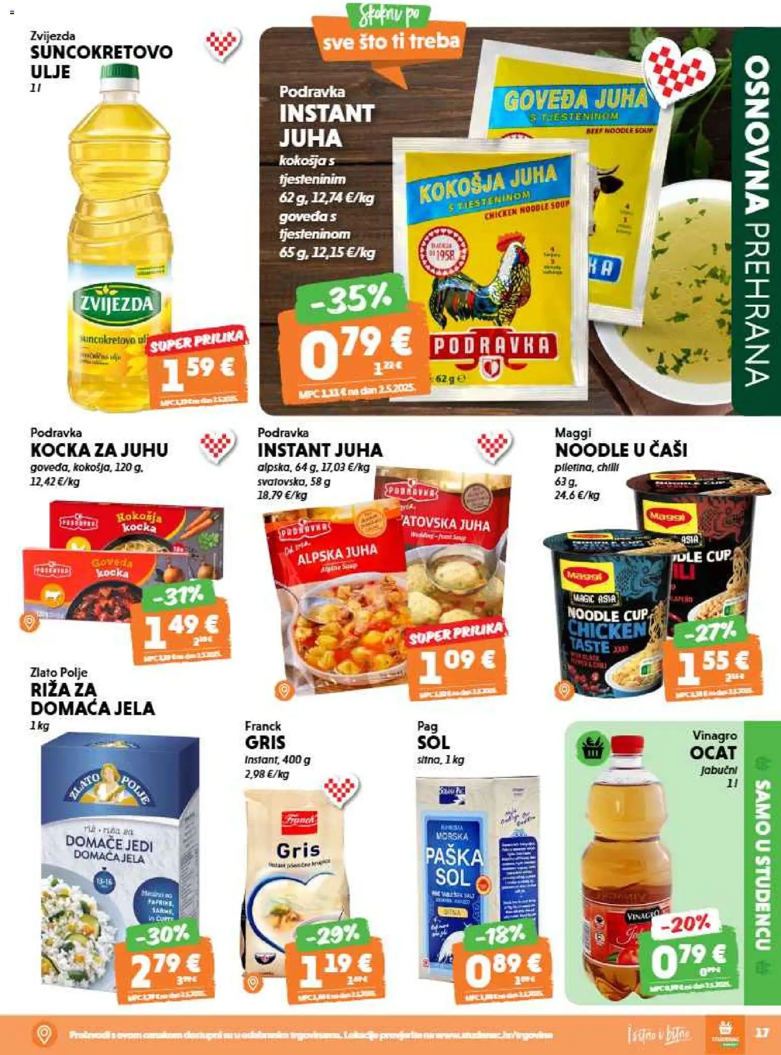 Studenac katalog | vrijedi od 15.07.2026 | Stranica: 17 | Proizvodi: Ulje, Podravka, Ocat, Kocka za juhu