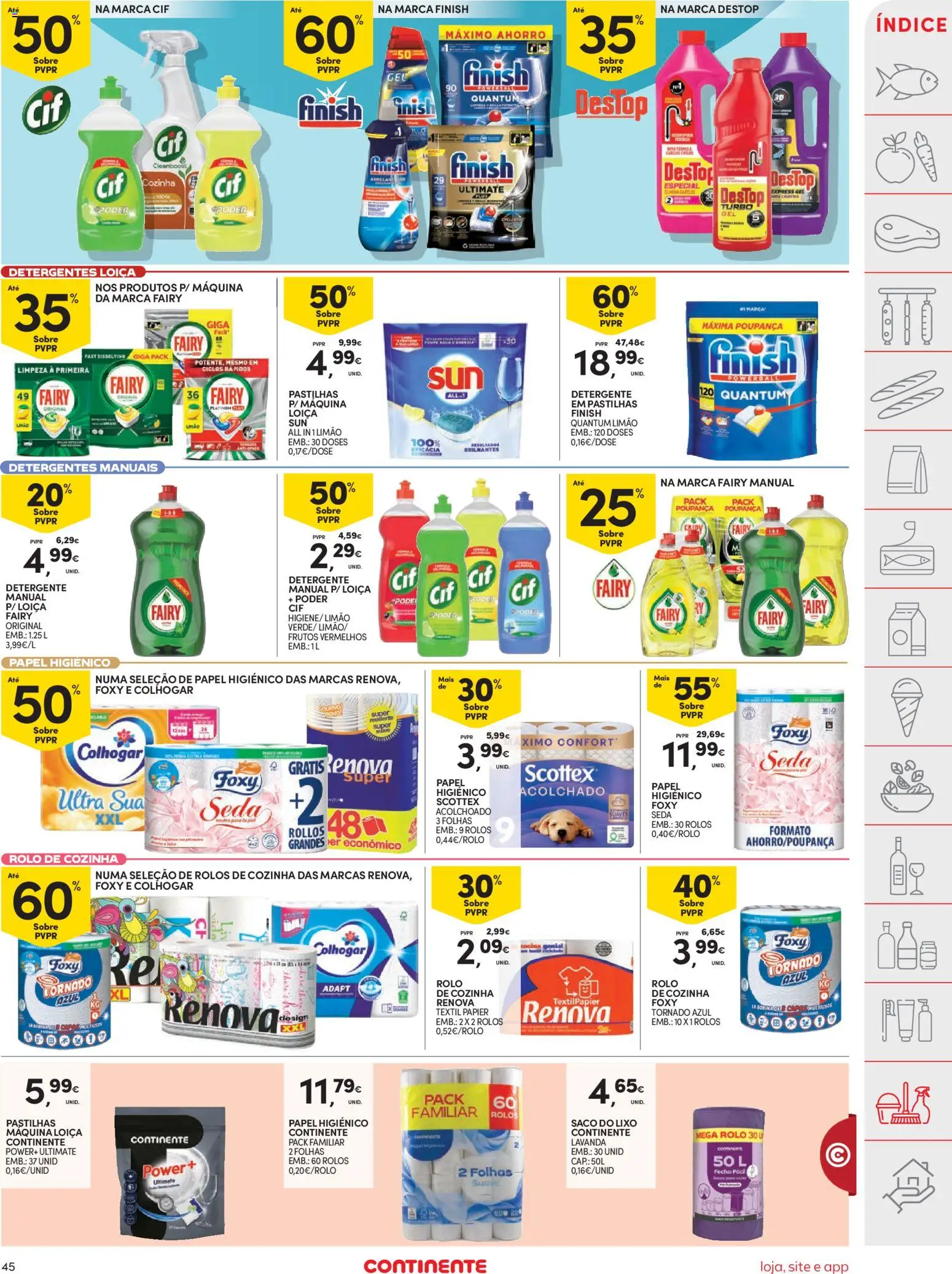Continente folheto │ válido de 01/09/2026 | Página: 45 | Produtos: Papel higiénico, Saco, Detergente