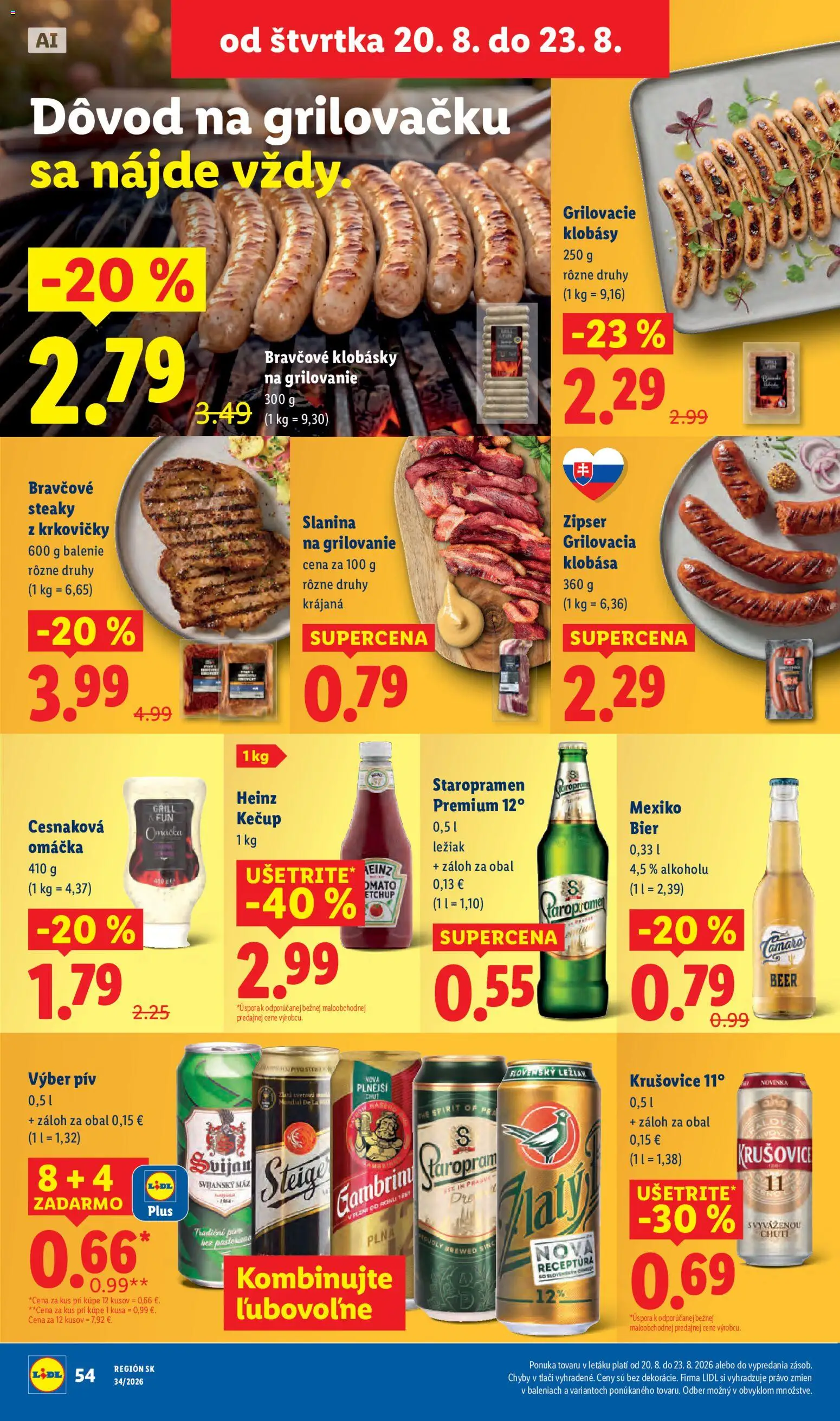 Nové Lidl akcie – leták je platný od 17.08.2026 | Strana: 68 | Produkty: Slanina, Klobása, Krušovice, Omáčka
