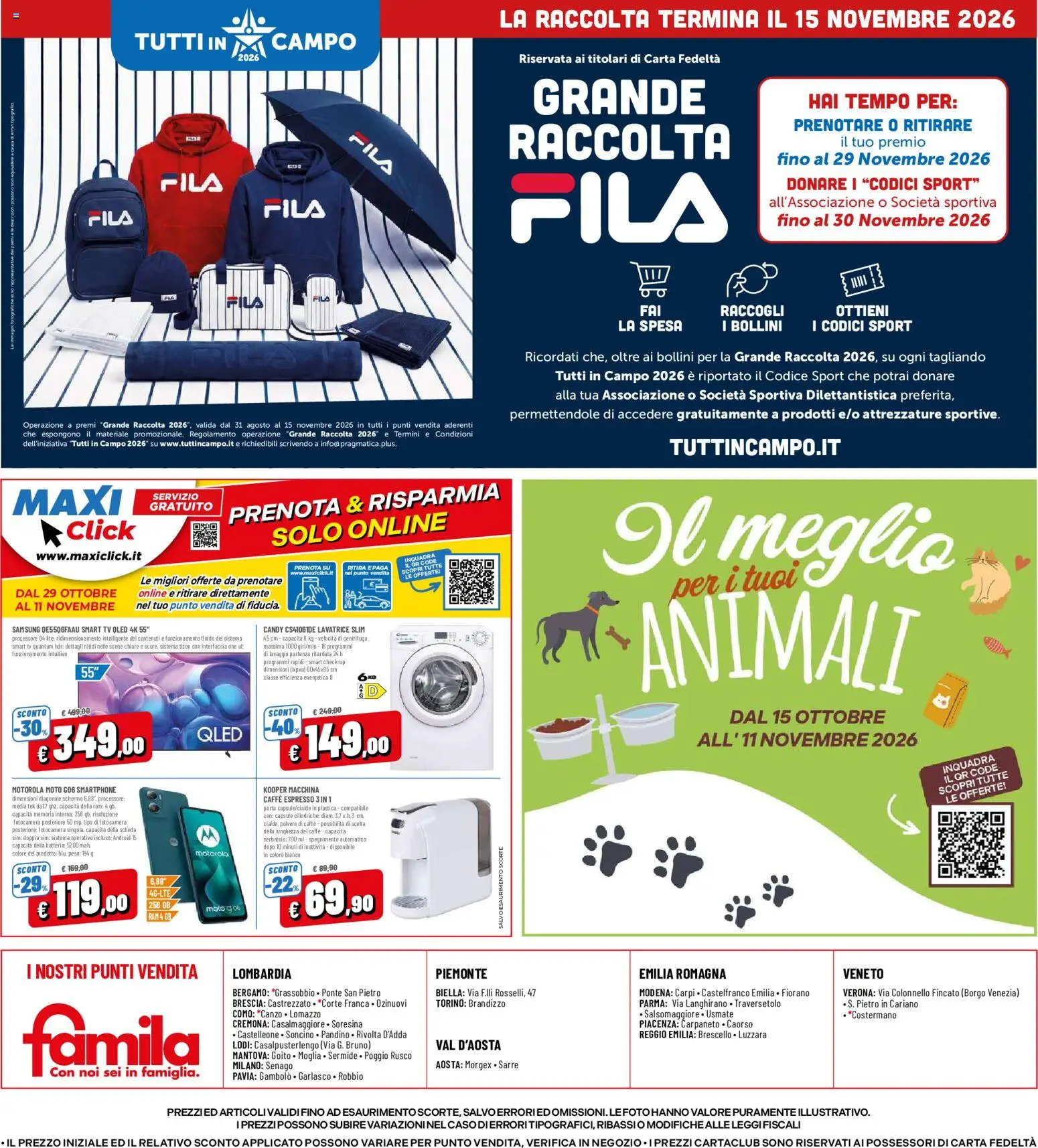 Volantino Famila del 29/10/2026 | Pagina: 23 | Prodotti: Caffè, Porta, smart TV, Lavatrice