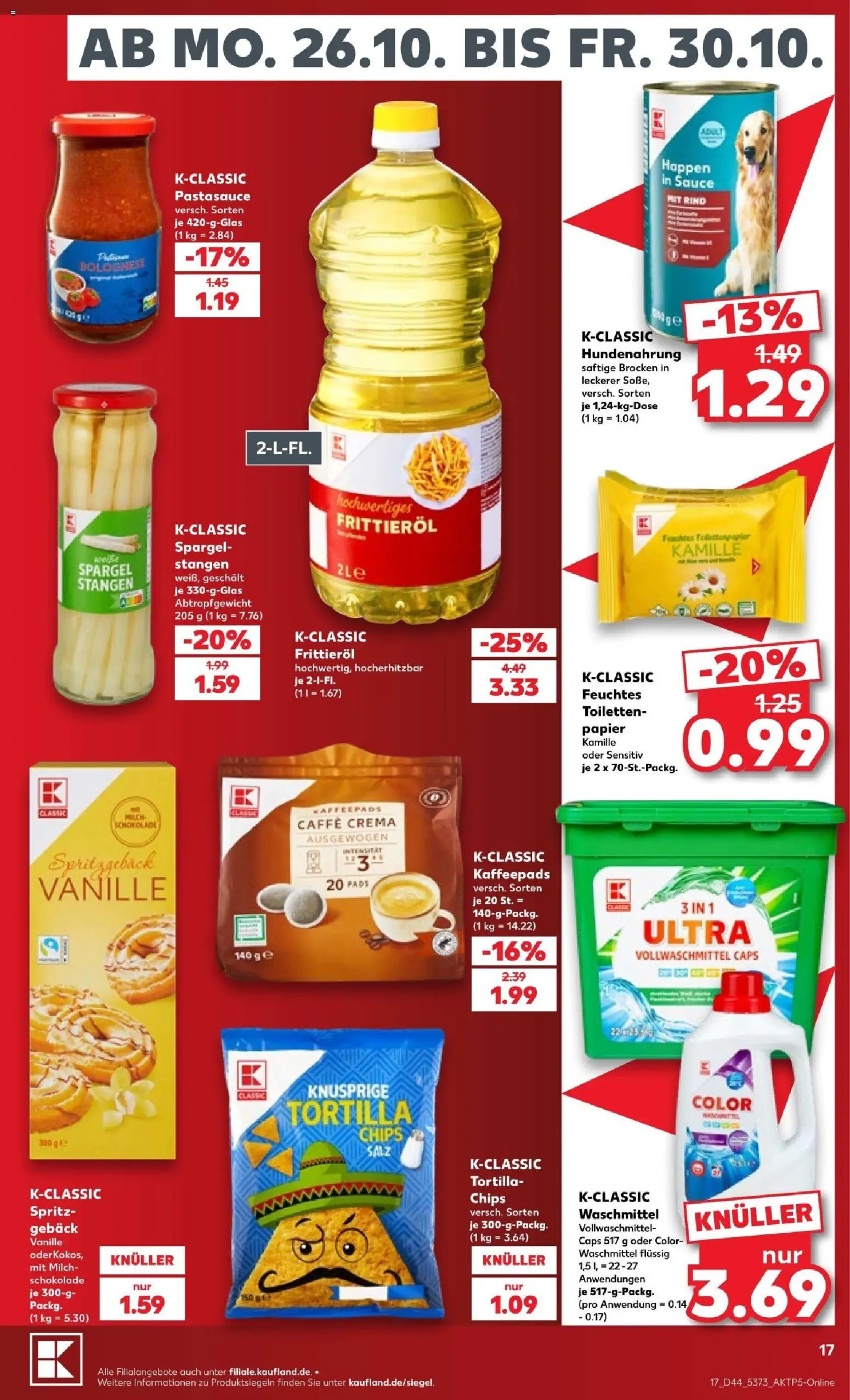 Kaufland Prospekt Kiel – gültig ab 26.10.2026 | Seite: 17 | Produkte: Milch, Waschmittel, Salz, Frittieröl