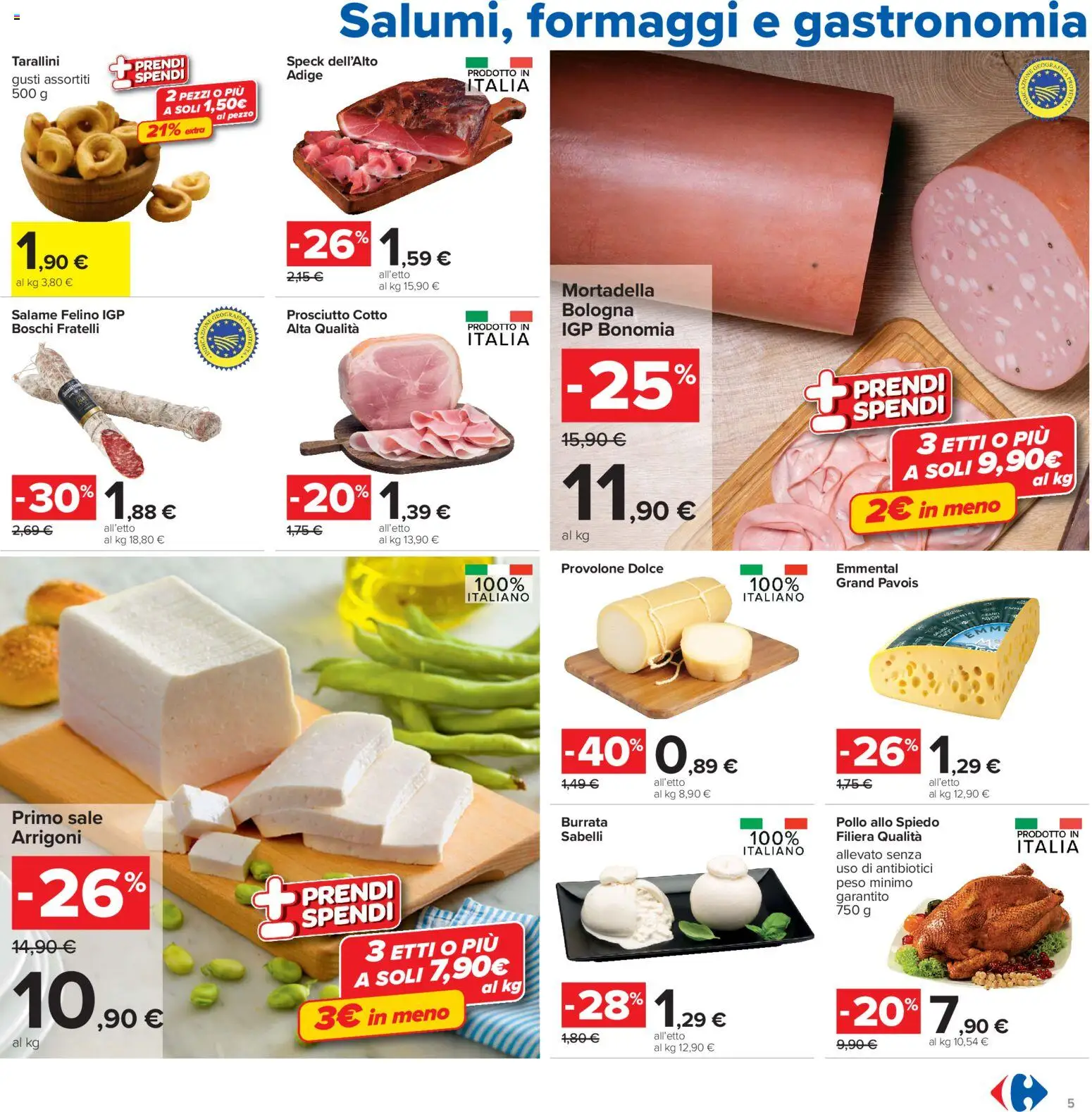 Volantino Carrefour del 24/07/2026 | Pagina: 5 | Prodotti: Speck, Provolone, Pollo, Sale
