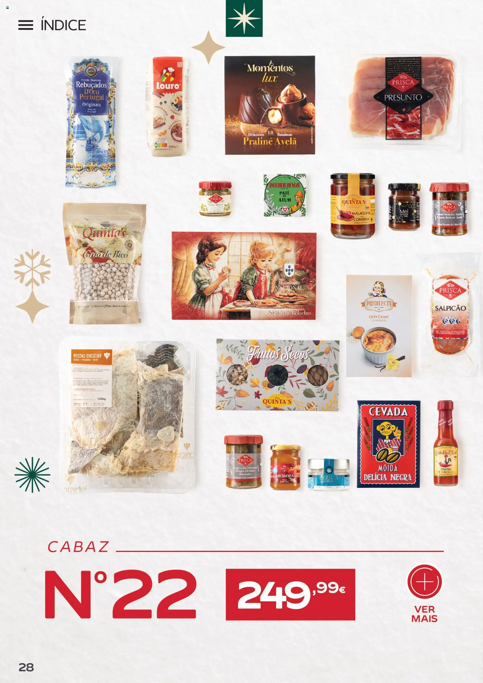 Continente Cabazes de Natal │ válido de 06/10/2026 | Página: 28 | Produtos: Leite, Presunto, Tomate, Proteina
