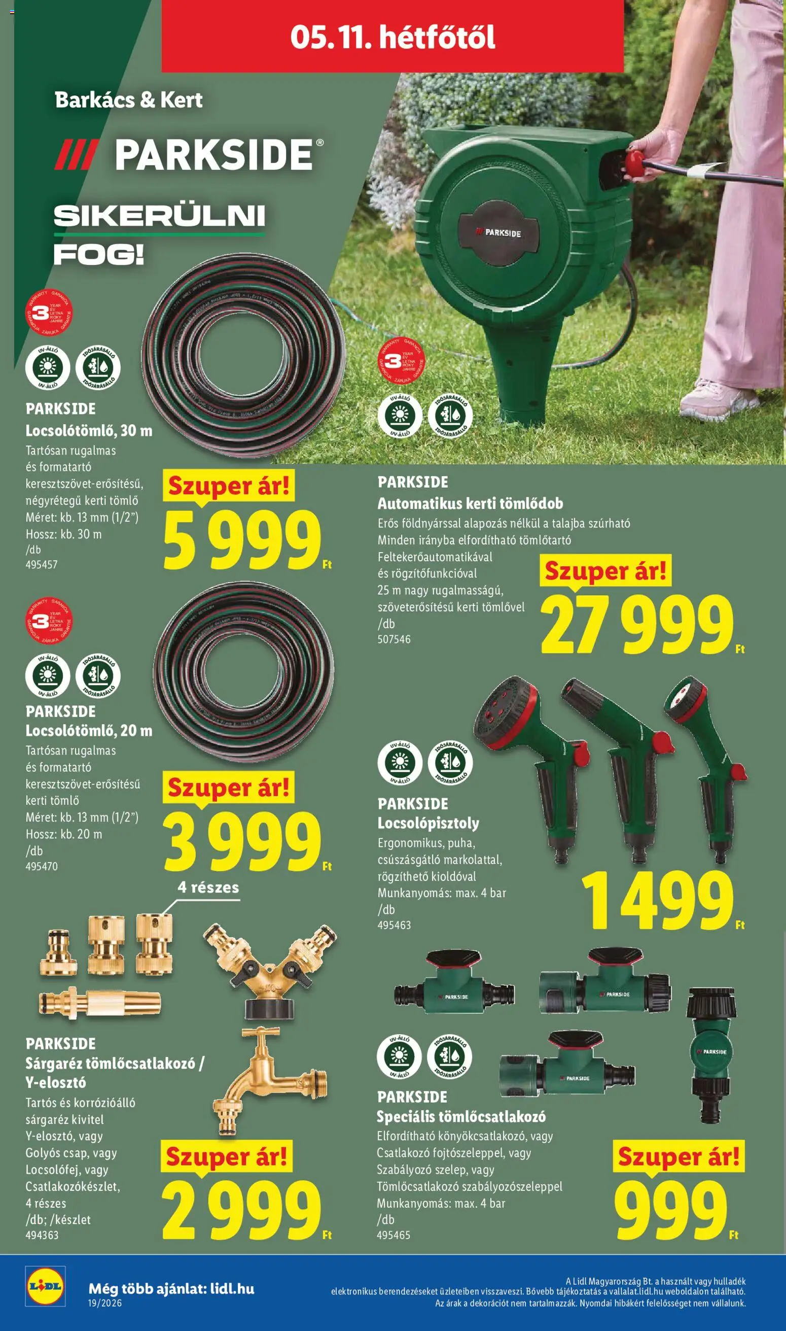 Lidl akciós ujság - amely érvényes a következő dátumtól: 07.05.2026 | Oldal: 58 | Termékek: Parkside, Csatlakozó, Tömlő