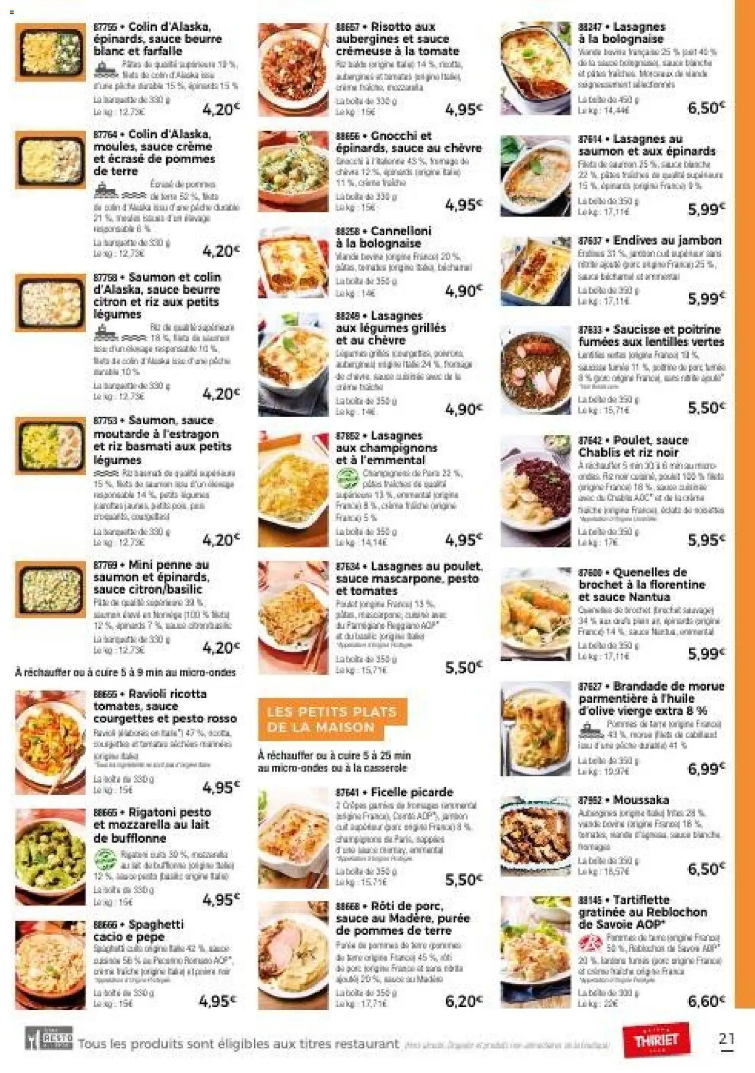 {H1} | Page: 21 | Produits: Reblochon, Lentilles vertes, Épinards, Moutarde