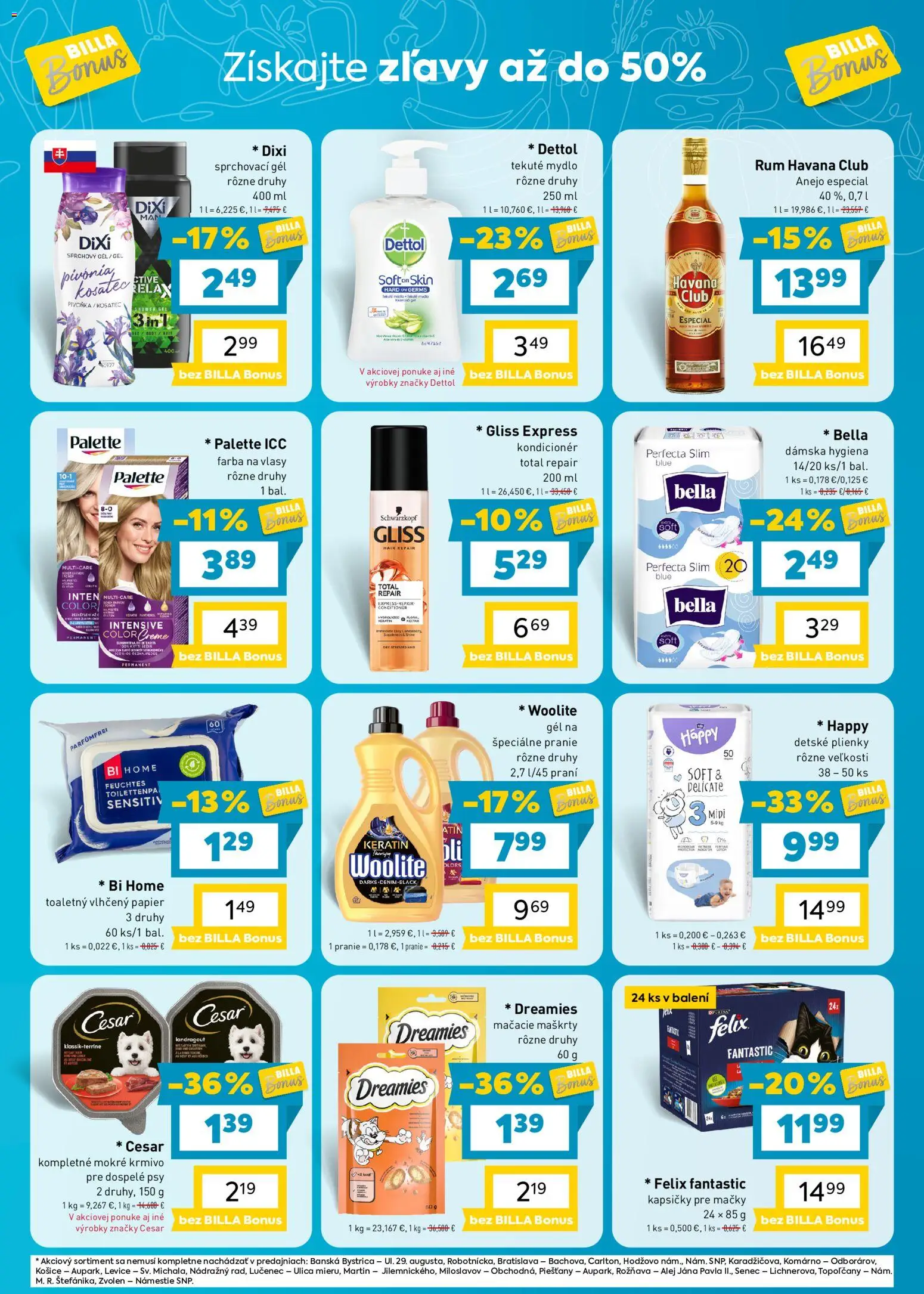 Nové Billa akcie – leták je platný od 07.10.2026 | Strana: 9 | Produkty: Woolite, Havana Club, Detské plienky, Plienky