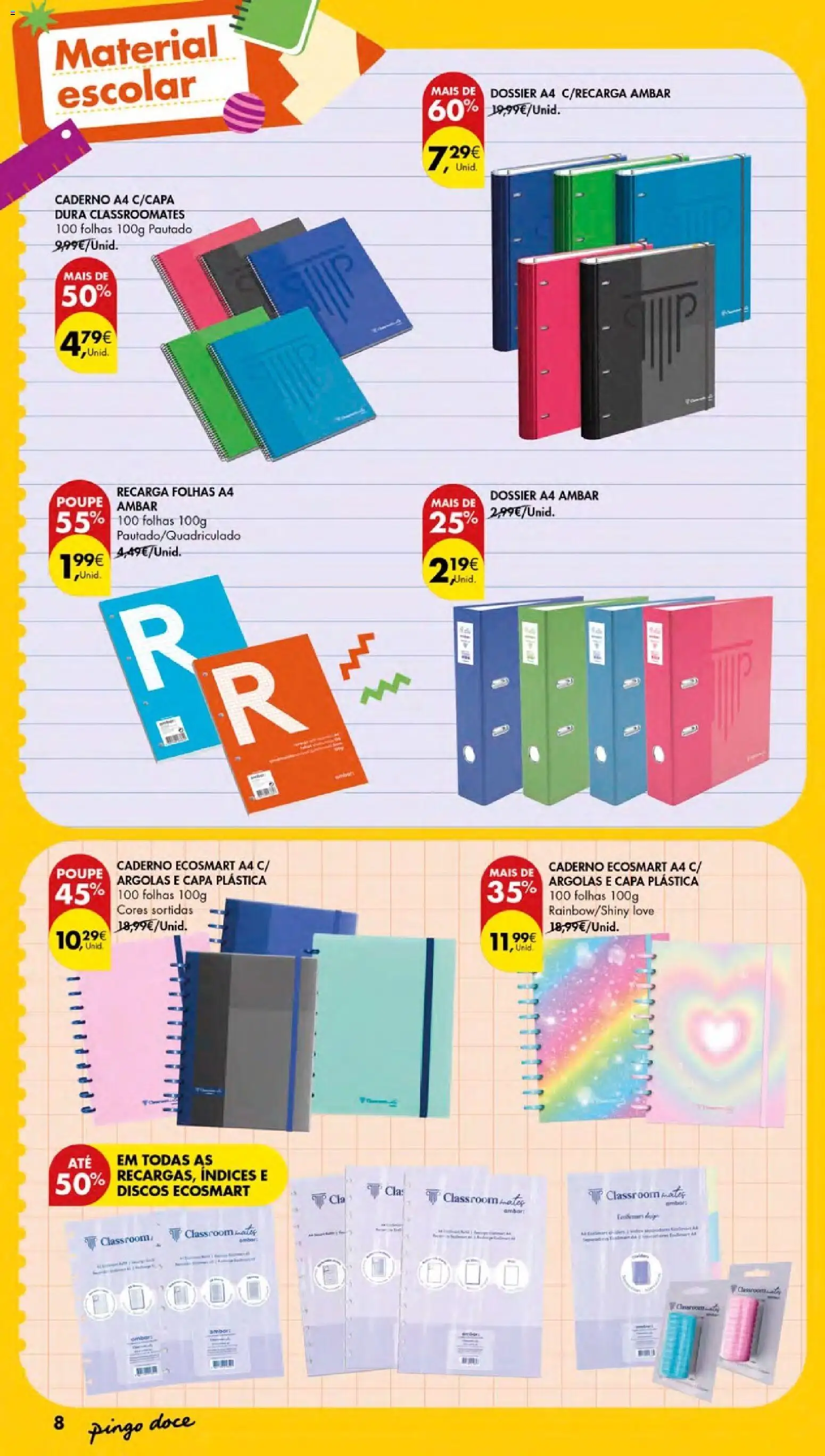 Pingo Doce Regresso às Aulas Açores │ válido de 20/08/2026 | Página: 8 | Produtos: Caderno