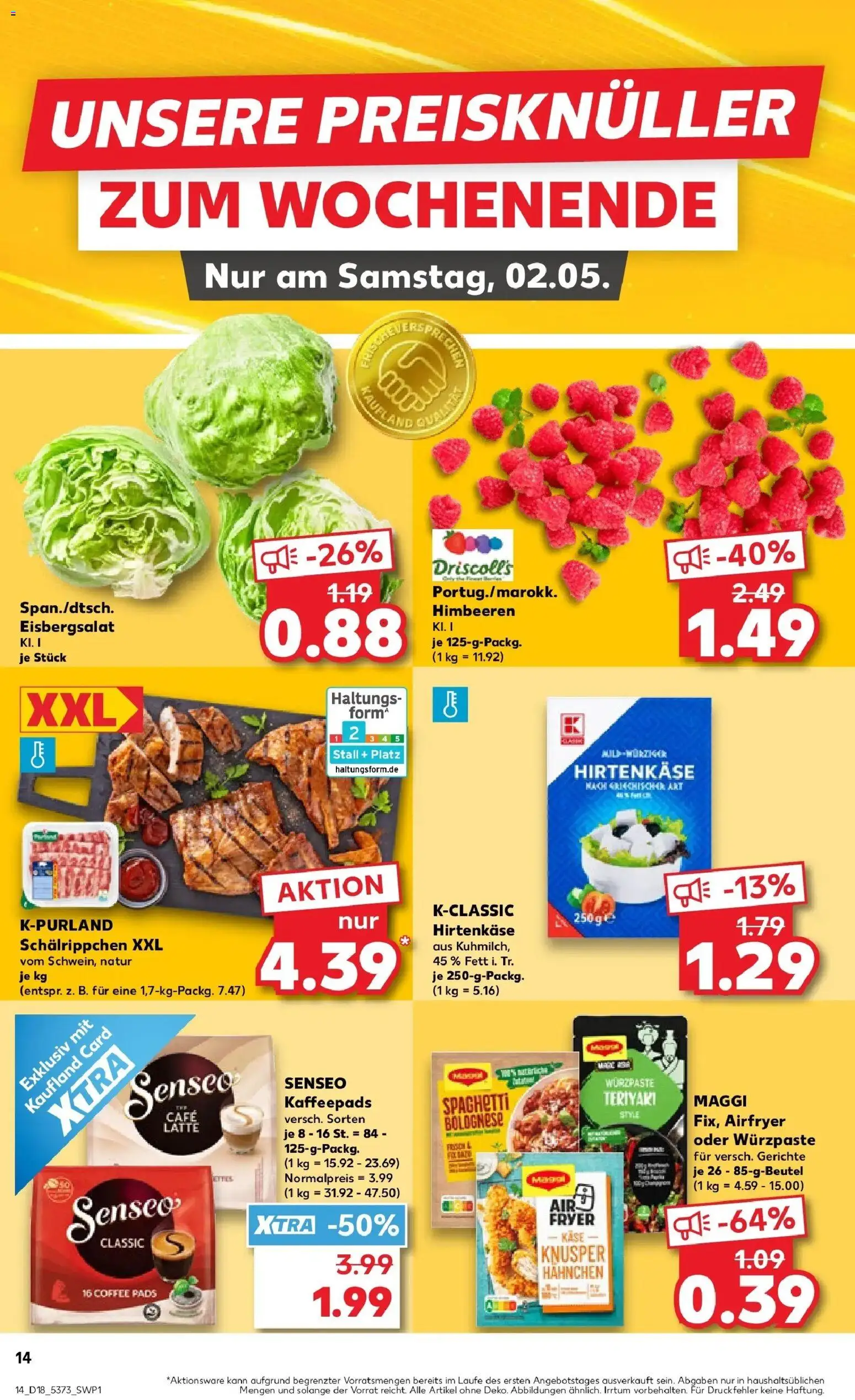 Prospekt Kaufland ab 30.04.2026 » Angebote Online zum Blättern | Seite: 14 | Produkte: Senseo, Maggi, Feta, Eisbergsalat