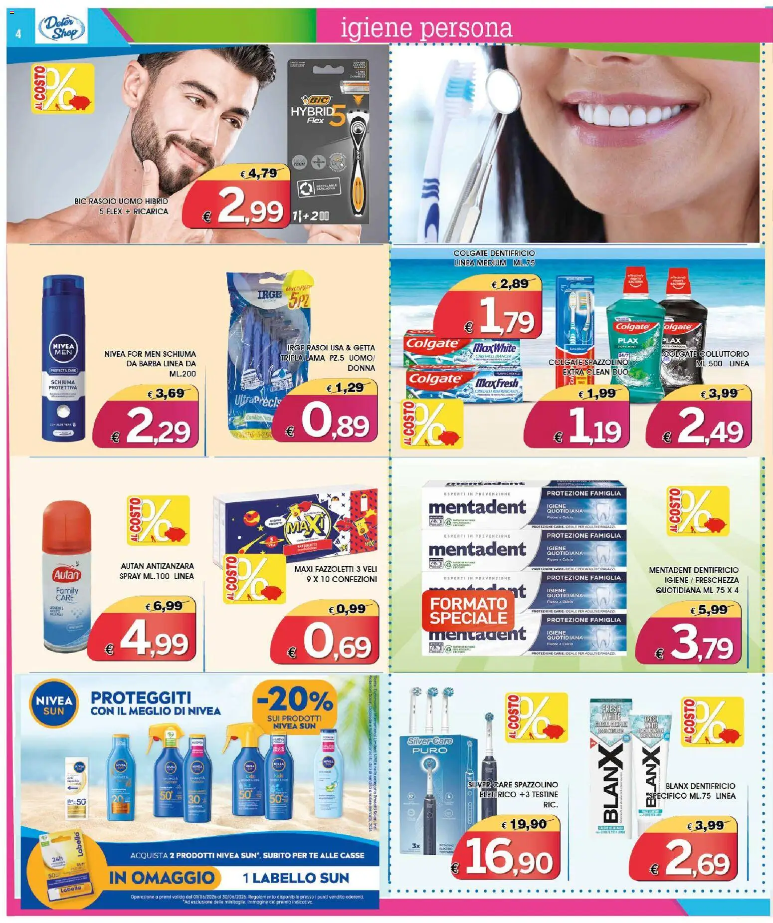 Volantino Deter Shop del 01.06.2026 | Pagina: 4 | Prodotti: Dentifricio, Spazzolino, Tè, Fazzoletti