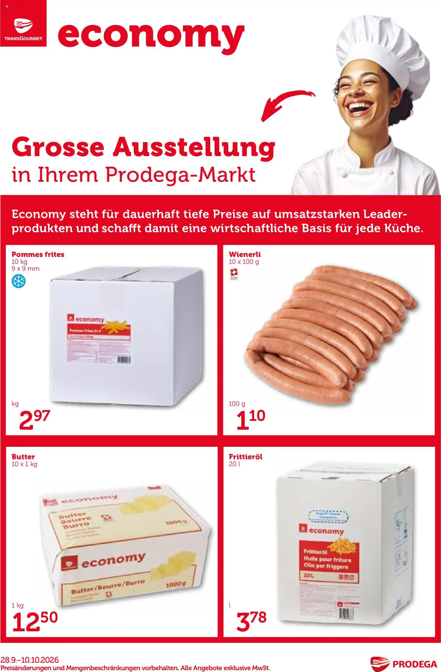 Prodega aktionen Economy – gültig ab 28.09.2026 | Seite: 1 | Produkte: Pommes Frites, Butter, Hülle