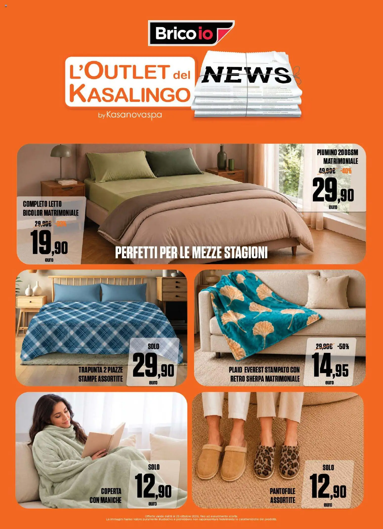 Volantino Brico io del 08/10/2026 | Pagina: 10 | Prodotti: Plaid, Pantofole, Letto, Coperta