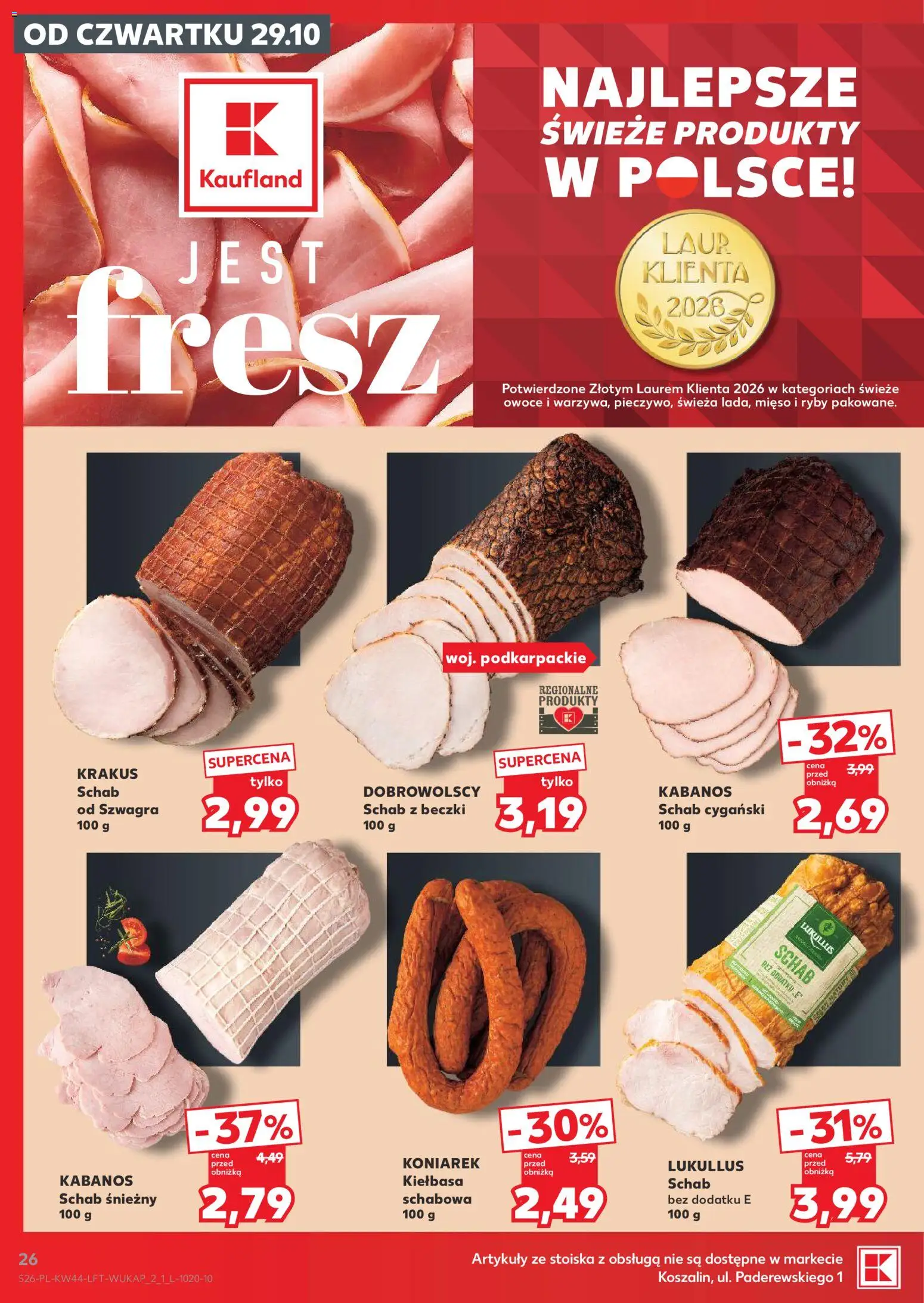 Kaufland Polsko leták od 29.10.2026 | Strana: 26 | Produkty: Ryby, Kabanos