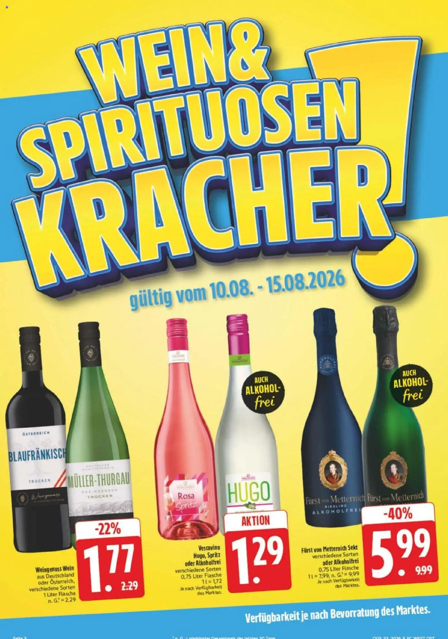 Edeka Prospekt Leipzig – gültig ab 10.08.2026 | Seite: 6 | Produkte: Furst von metternich, Sekt, Wein, Hugo