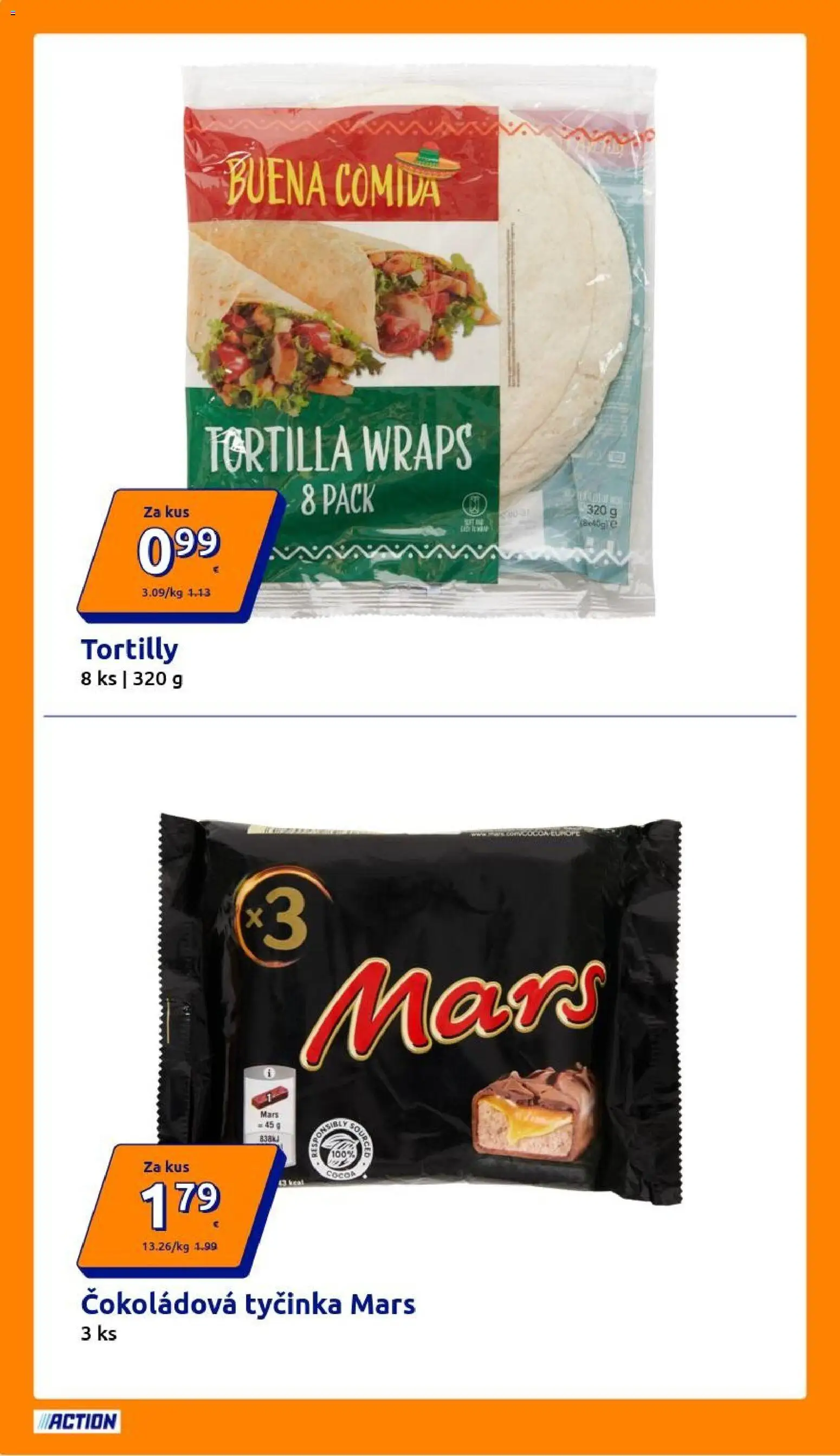 Nové Action akcie – leták je platný od 26.08.2026 | Strana: 10 | Produkty: Tortilla, Čokoládová tyčinka, Tortilly