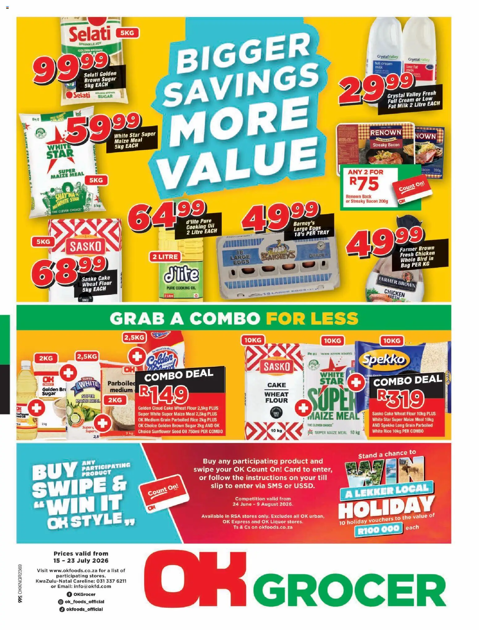 New OK Foods catalogue – valid from 15/07/2026 | Page: 1 | Products: Cake, Eggs, Oil, Rice