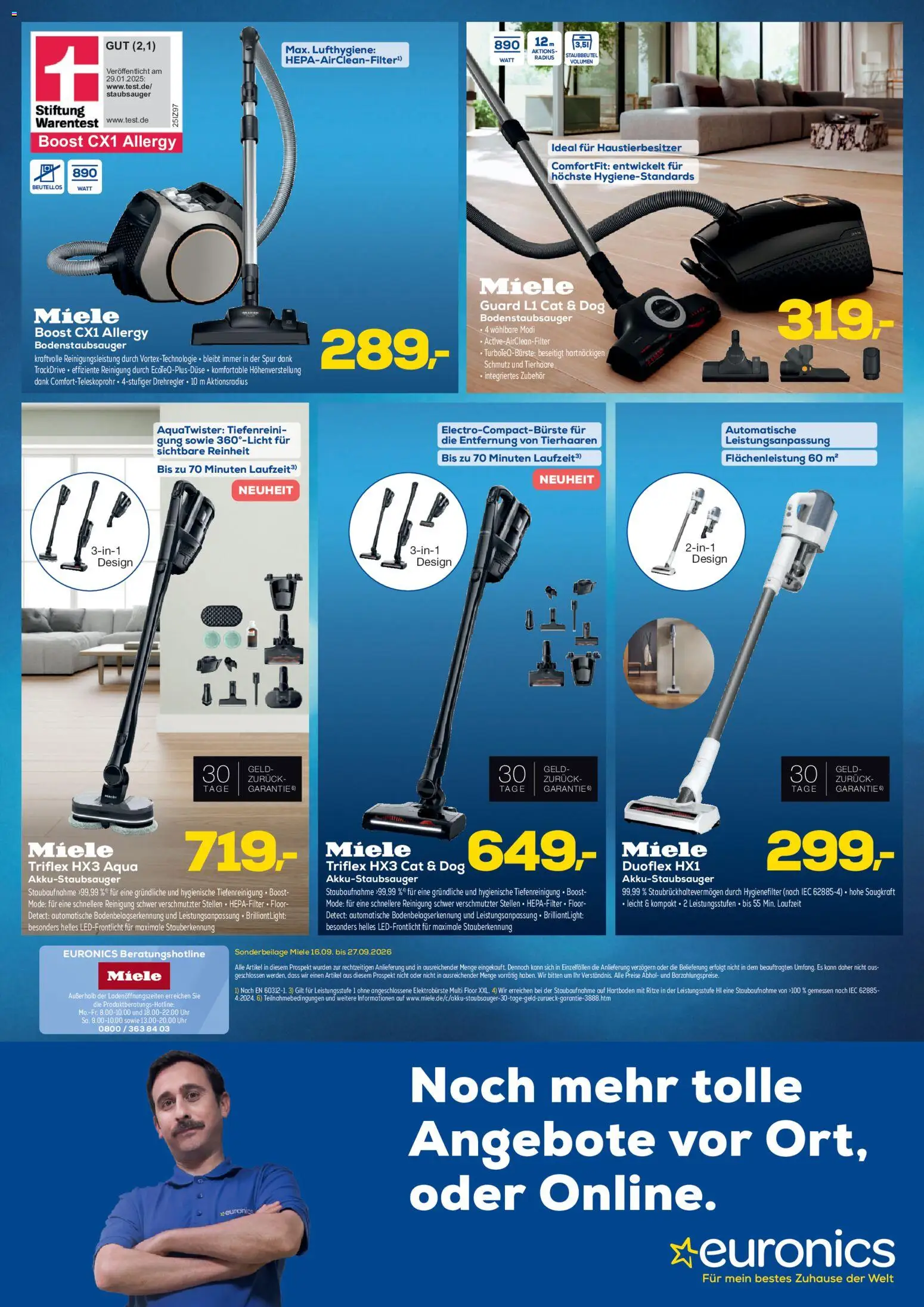 Euronics Sonderbeilage Miele – gültig ab 16.09.2026 | Seite: 4 | Produkte: Miele, Staubsauger, Uhr