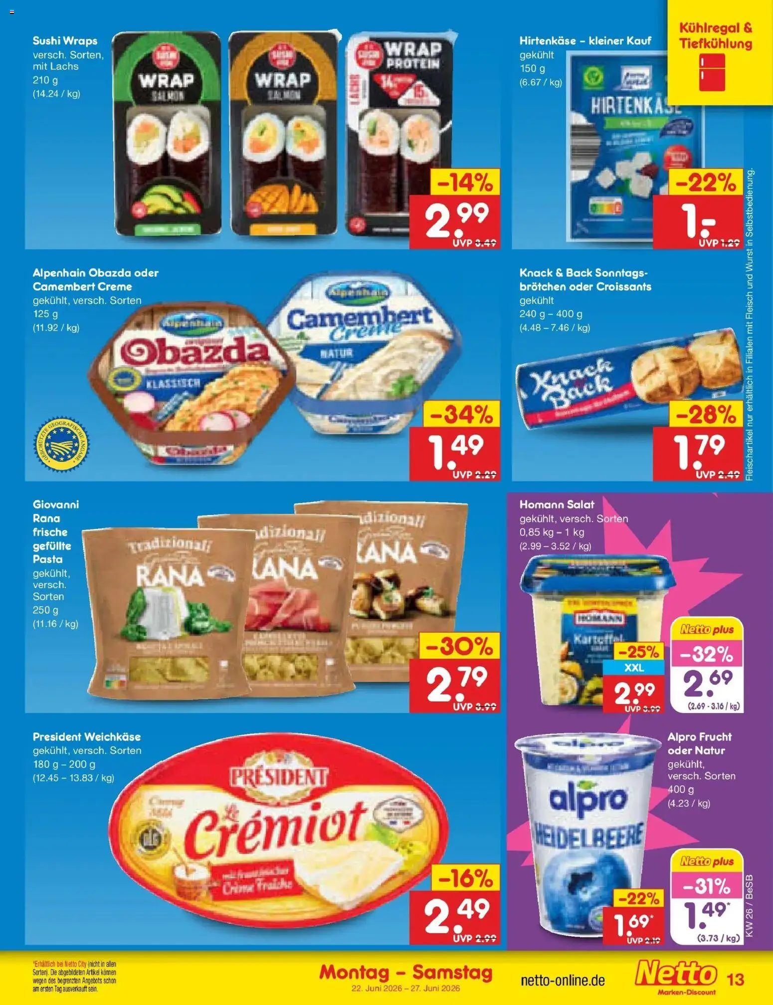 Netto Marken-Discount Prospekt Kremmen – gültig ab 21.06.2026 | Seite: 15 | Produkte: Creme, Pasta, Fleisch, Salat