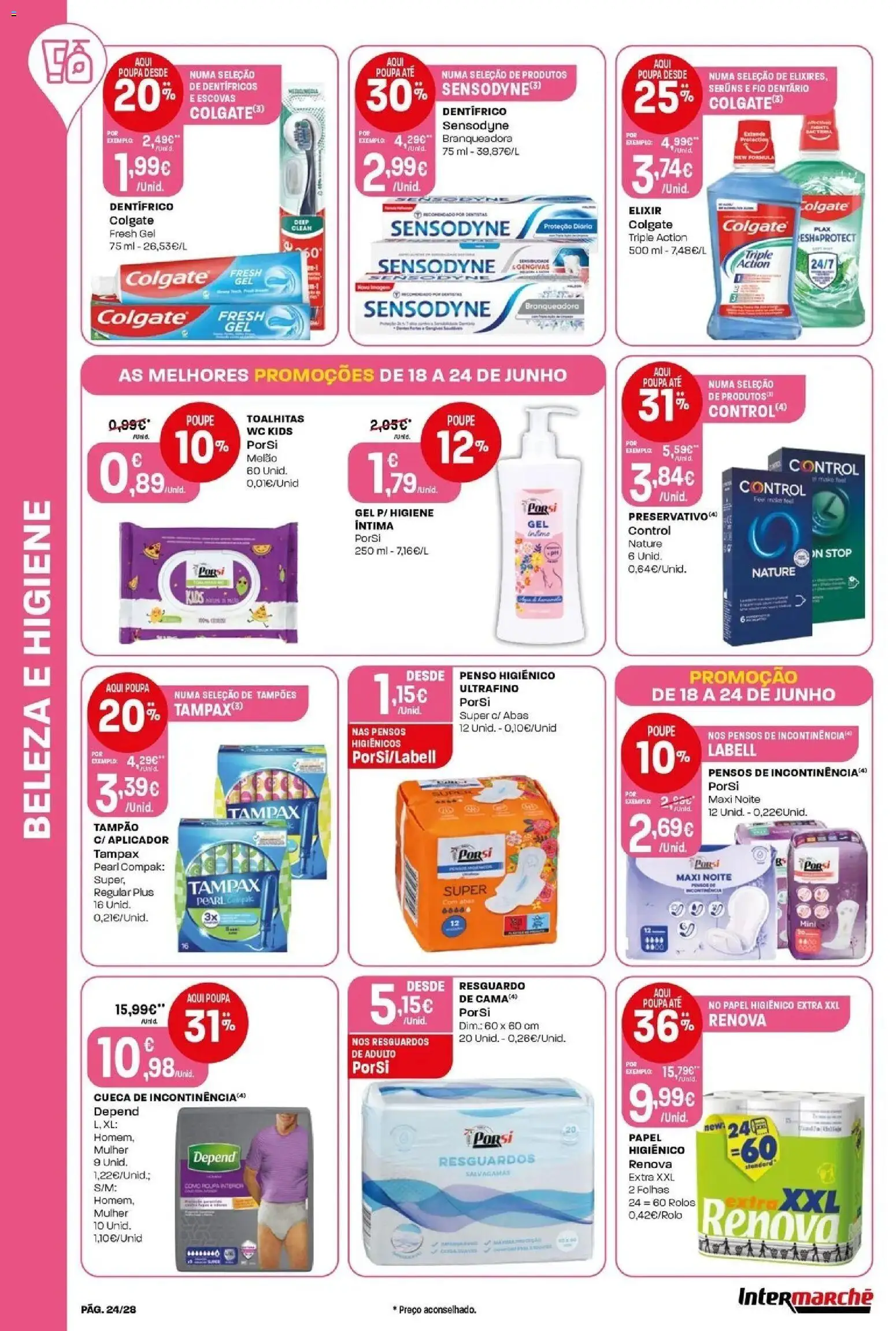 Intermarché - Isto é que são preços BAIXOS │ válido de 18/06/2026 | Página: 24 | Produtos: Roupa interior, Papel higiénico, Melão