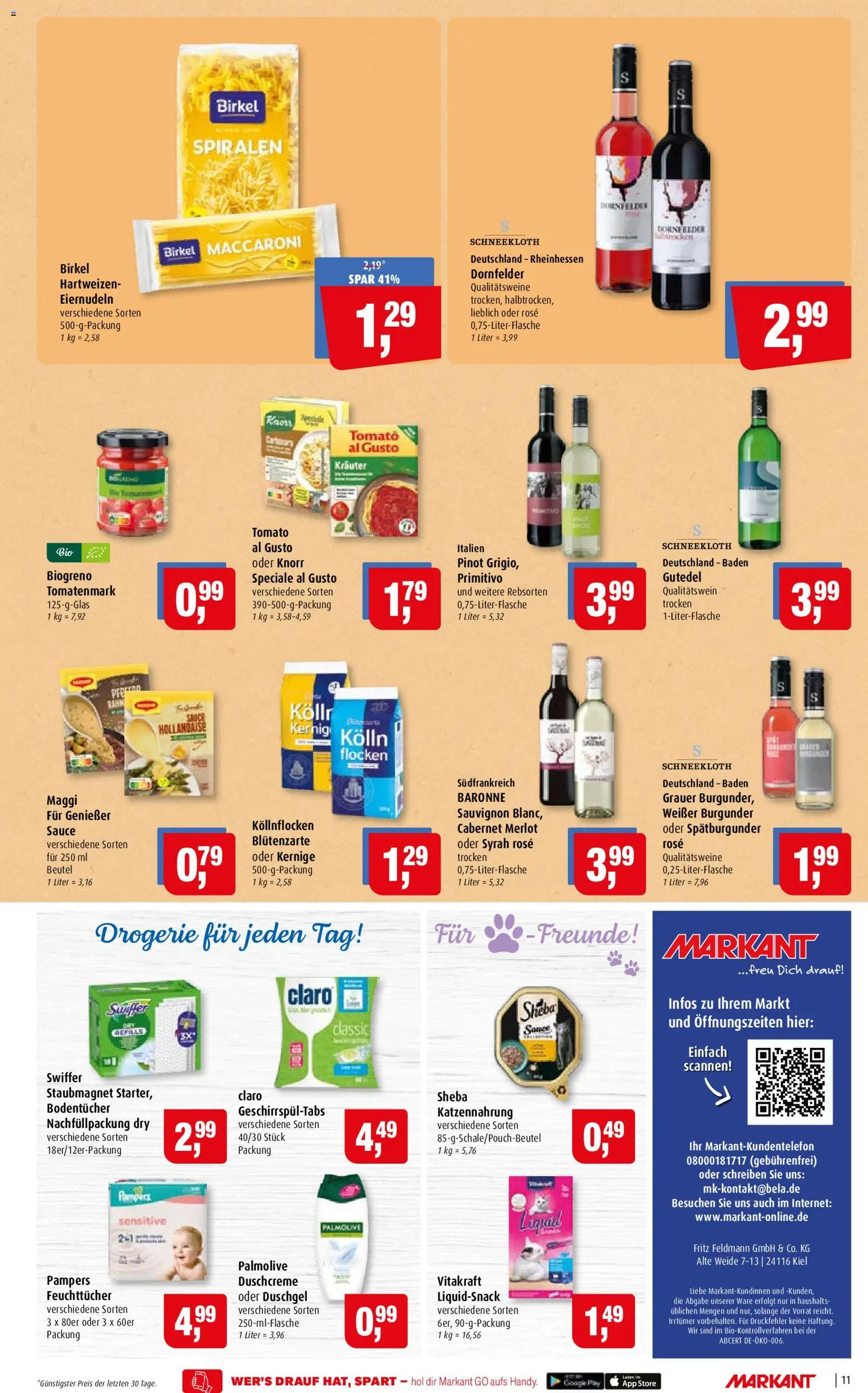 Markant Prospekt – gültig ab 15.06.2026 | Seite: 11 | Produkte: Merlot, Pampers, Swiffer, Flocken