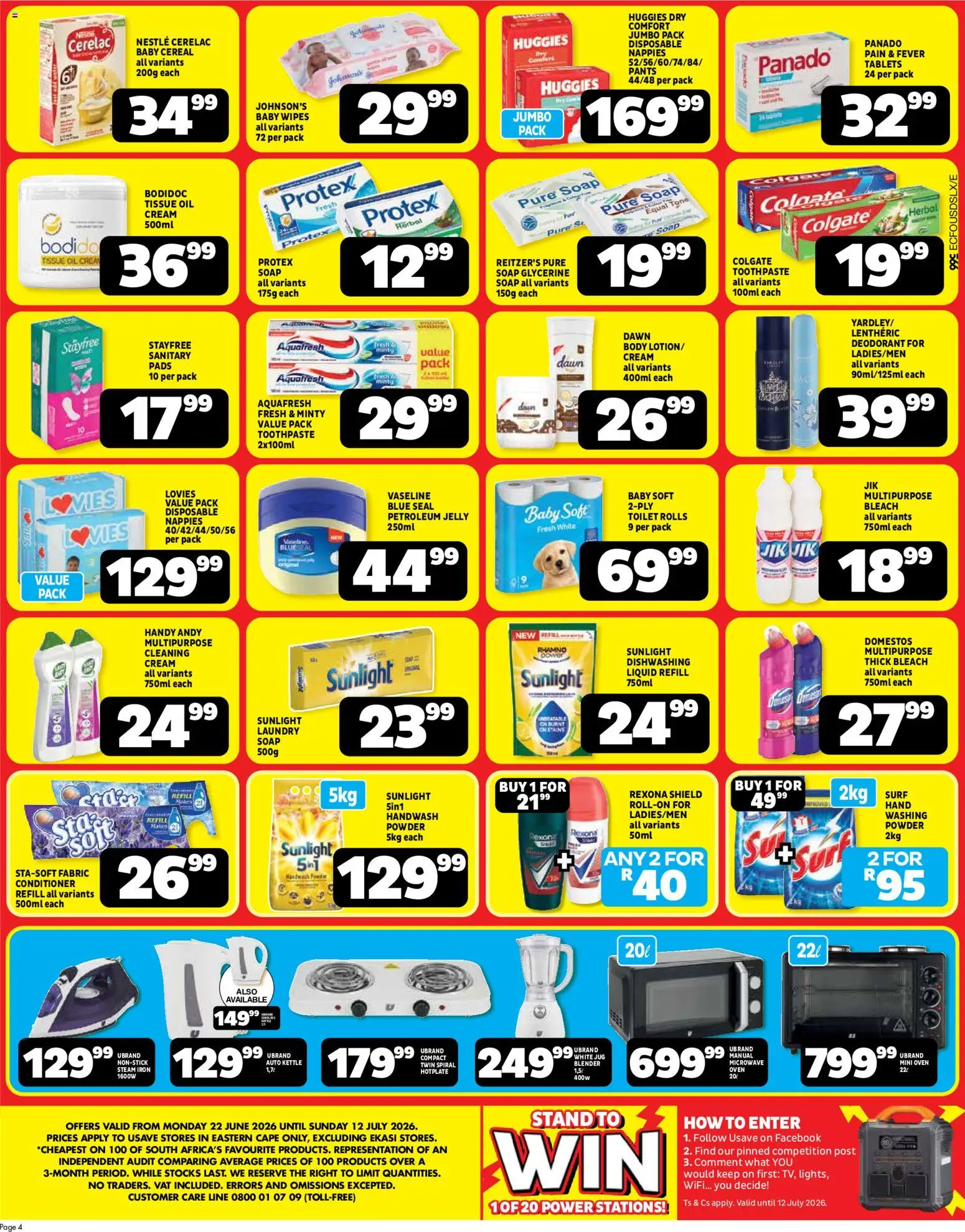 New Usave catalogue – valid from 22/06/2026 | Page: 4 | Products: Blender, Cream, Soap, Toothpaste