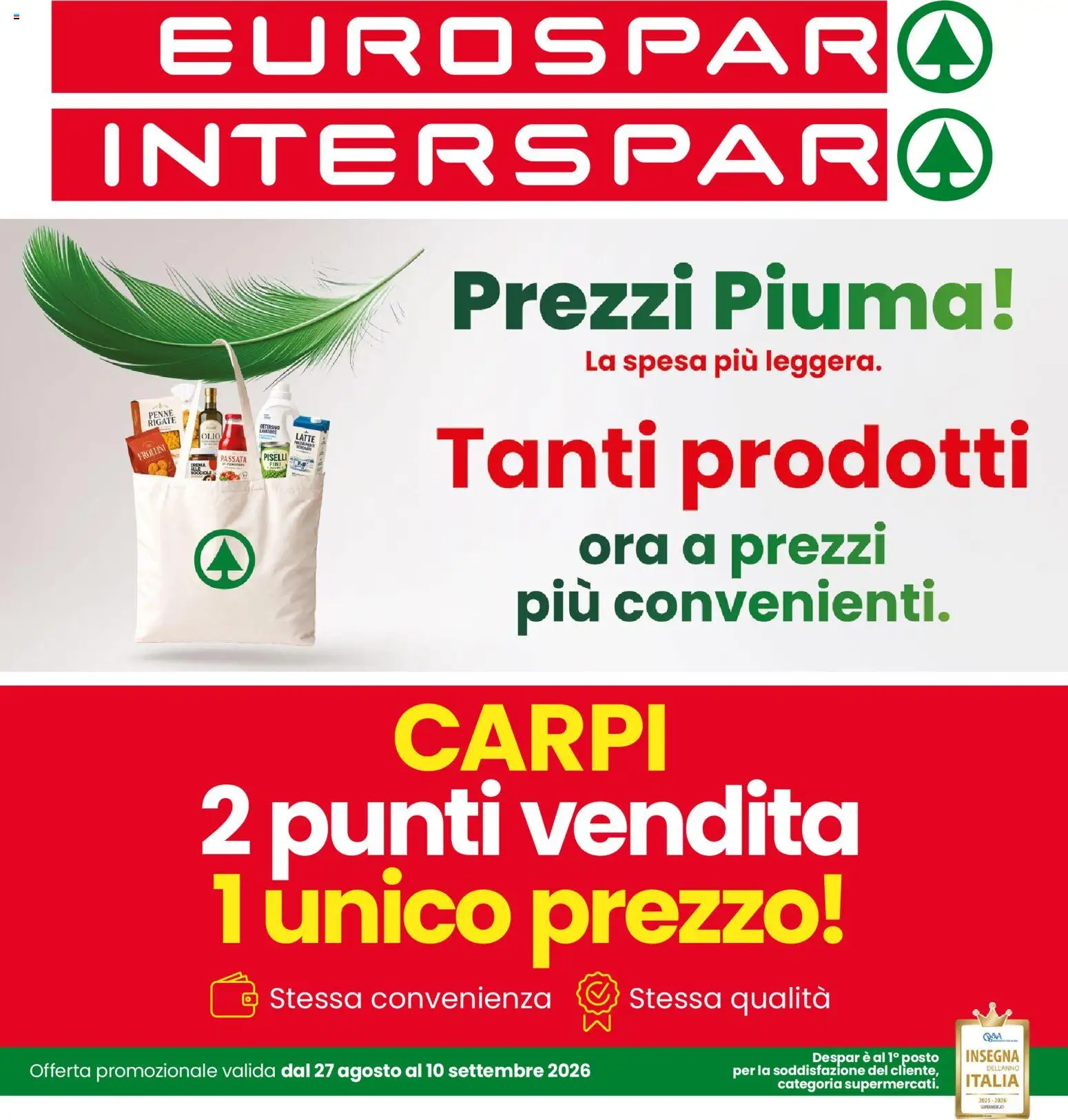 Volantino Interspar del 27/08/2026 | Pagina: 1 | Prodotti: Olio, Piselli, Frollini