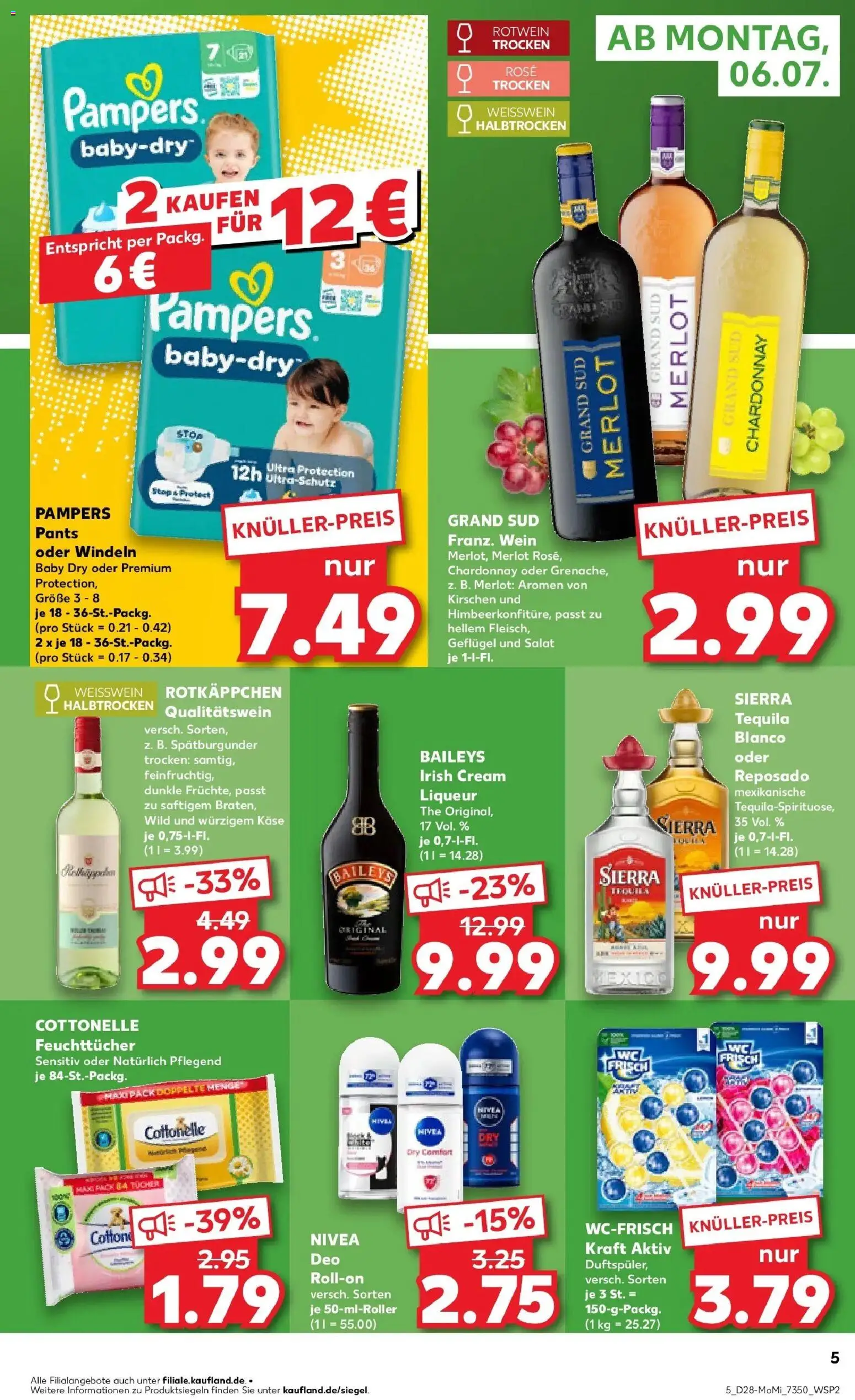 Kaufland Kaufland: Mo-Mi Der Wochenstart – gültig ab 05.07.2026 | Seite: 5 | Produkte: Weißwein, Weißwein halbtrocken, Tequila, Wein