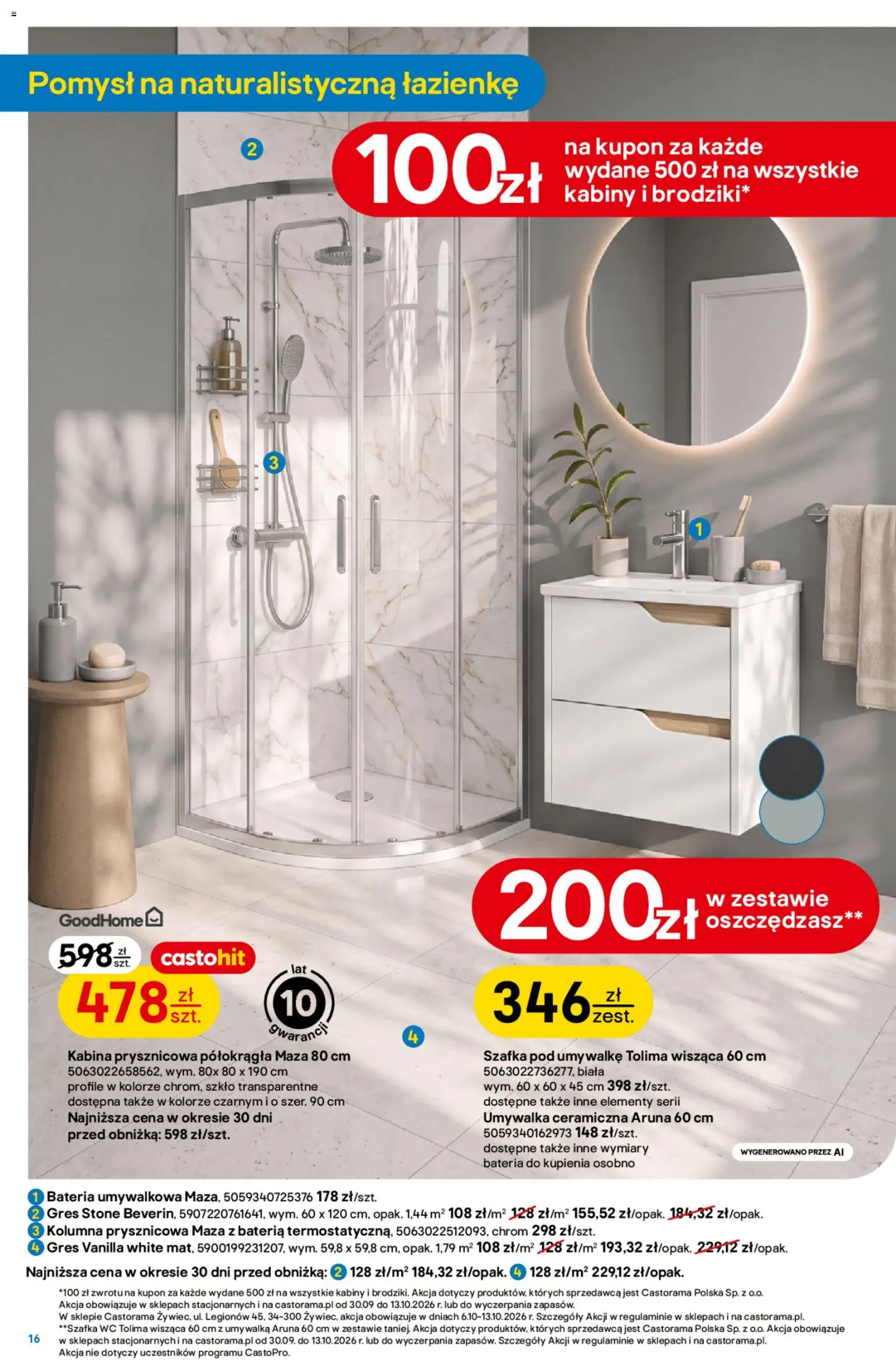 Castorama gazetka od 30.09.2026 | Strona: 16 | Produkty: Umywalka, Bateria