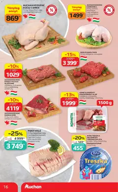 Auchan akciós újság - amely érvényes a következő dátumtól: 30.04.2026 | Oldal: 16 | Termékek: Egész csirke, Csirkemell, Marhacomb