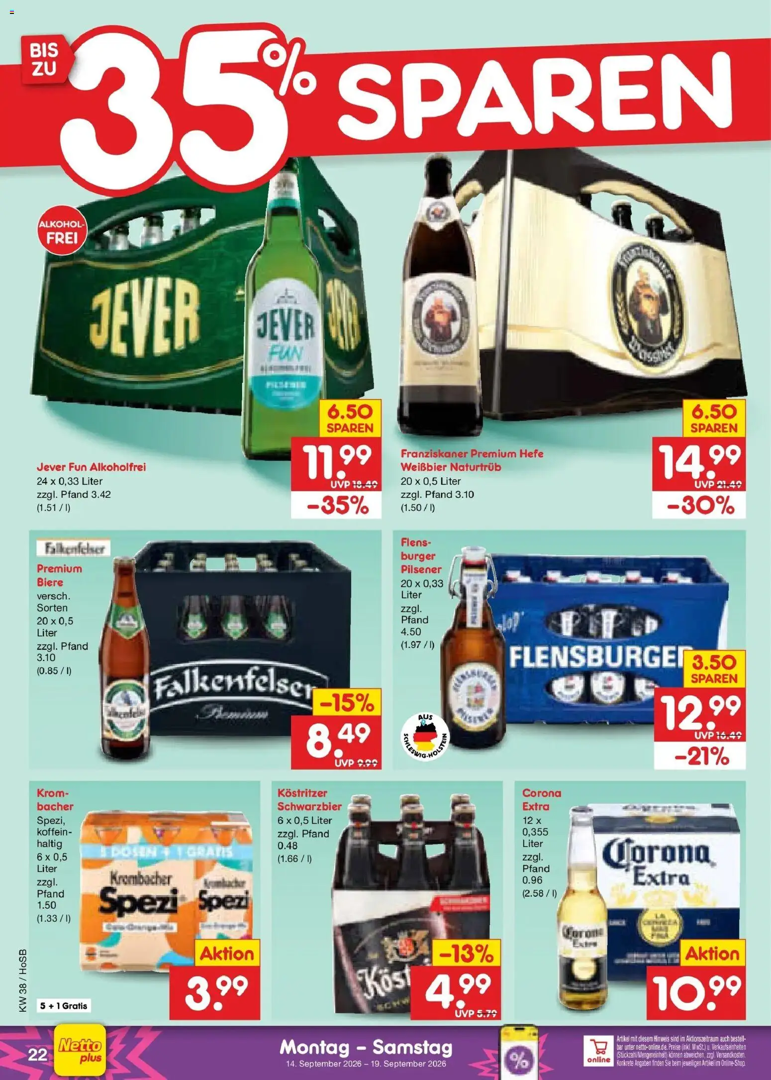 Netto Marken-Discount Prospekt Hannover – gültig ab 14.09.2026 | Seite: 32 | Produkte: Kostritzer, Burger, Flensburger, Jever