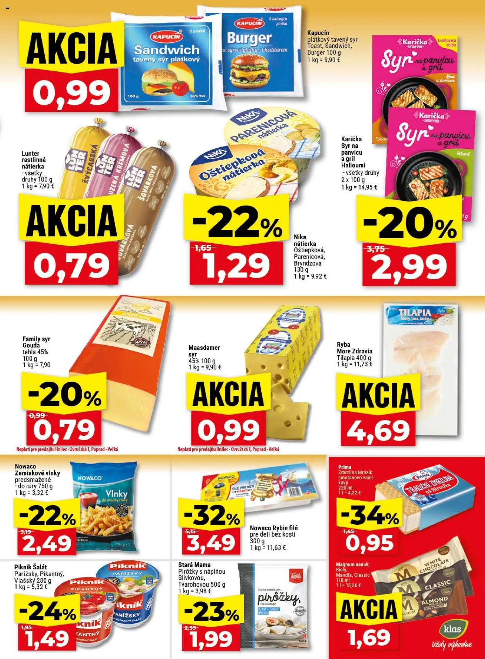 Nové Klas akcie – leták je platný od 13.04.2026 | Strana: 11 | Produkty: Gril, Syr, Zmrzlina